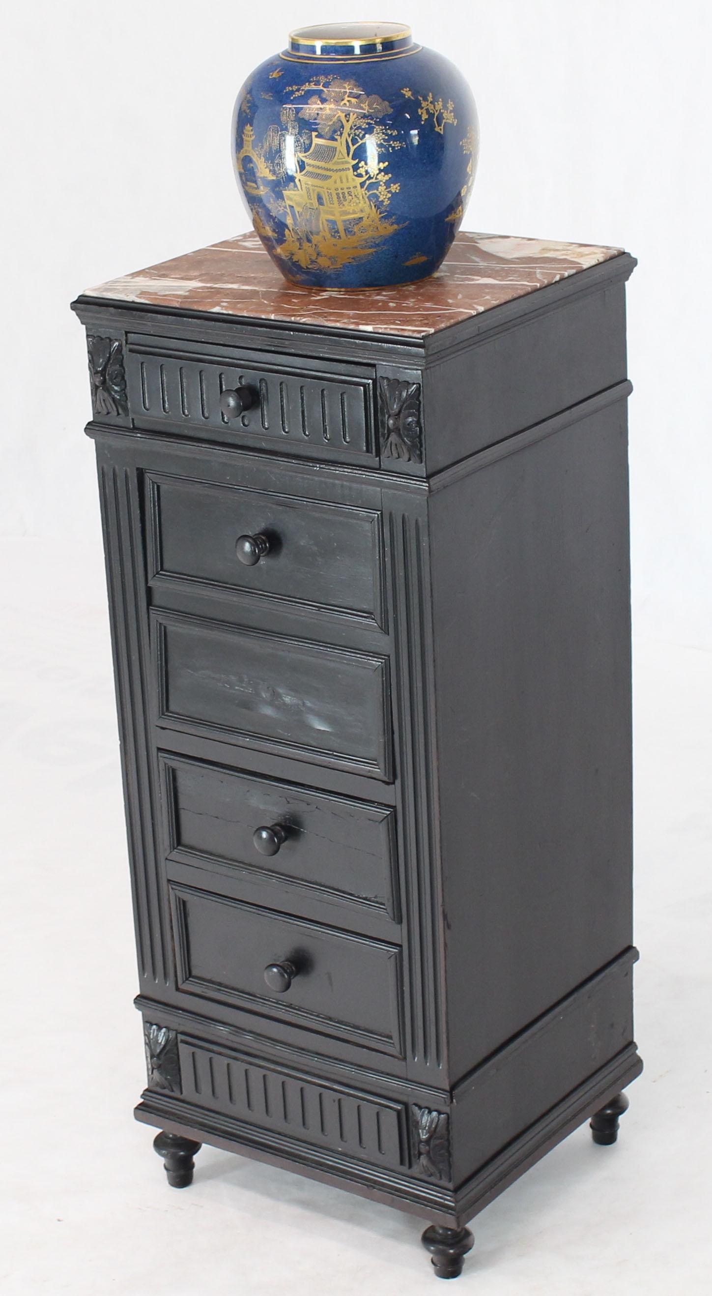 Marble Top Ebonized Black Four Drawers Drop Front Compartment Barber Stand For Sale 6