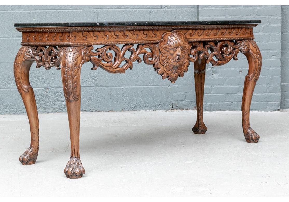 Marble Top Elaborateley Carved Georgian Style Console Table For Sale 3