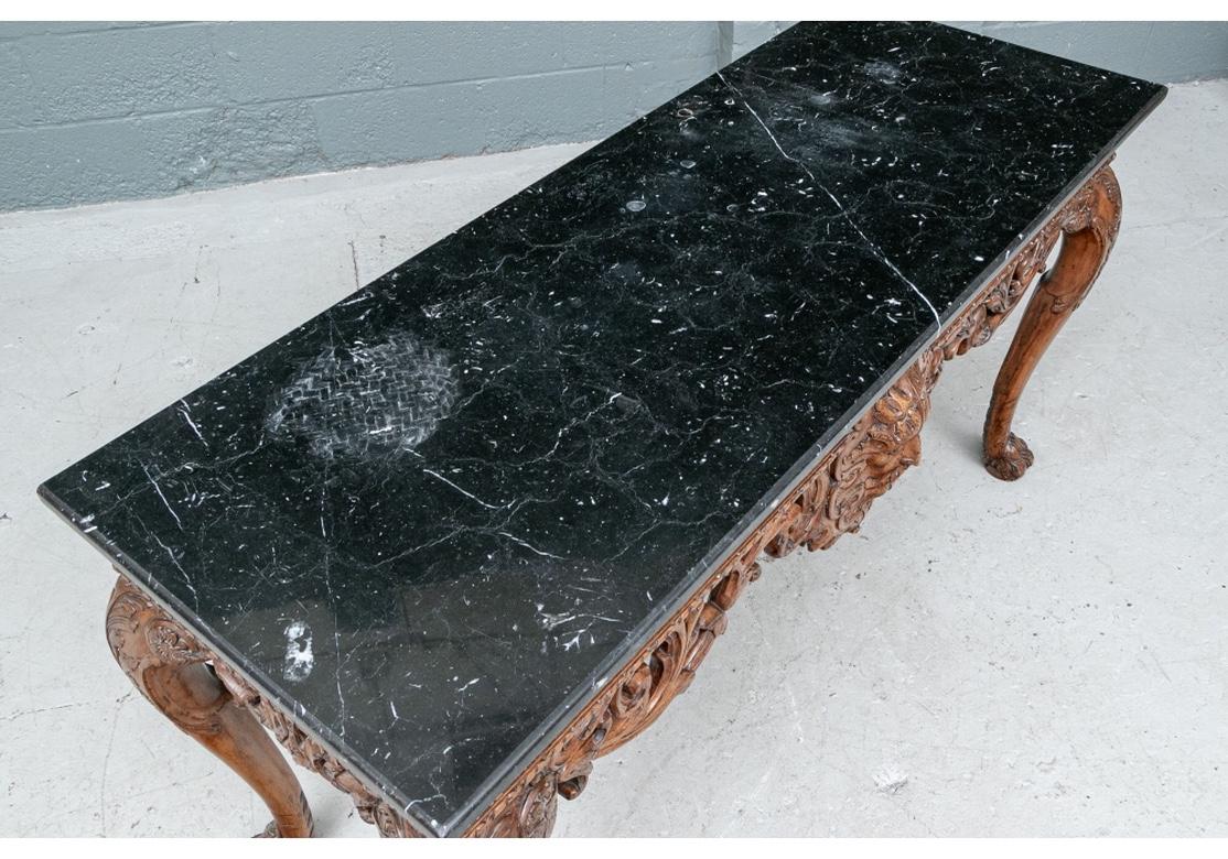 Marble Top Elaborateley Carved Georgian Style Console Table For Sale 5