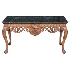 Vintage Marble Top Elaborateley Carved Georgian Style Console Table