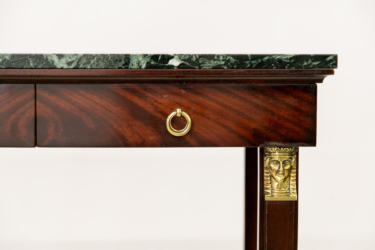 Veneer Marble-Top English Regency Style Console Table