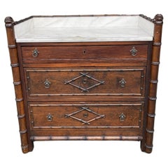 Antique Marble top faux bamboo chest early 20th century 