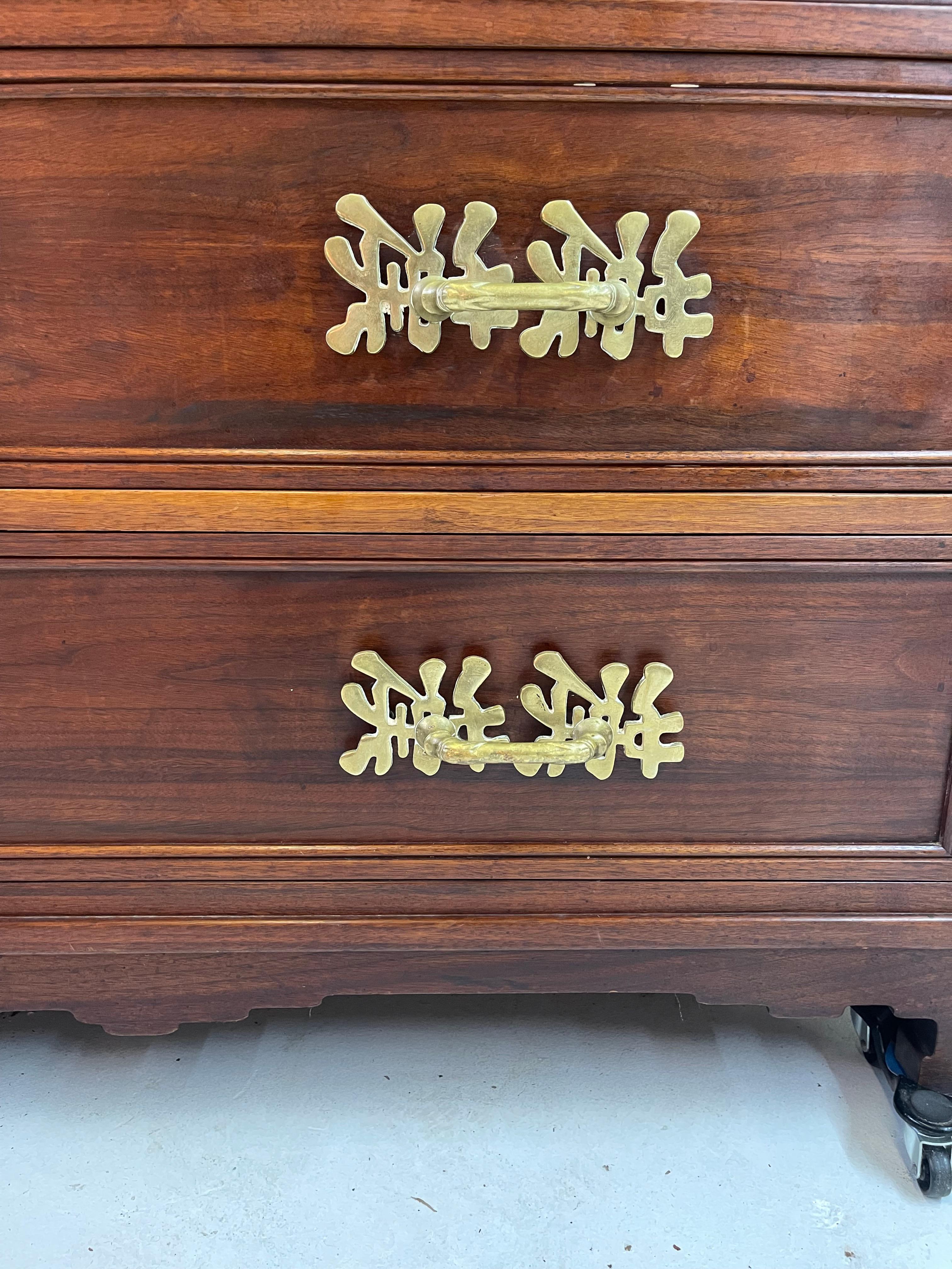Marble Top Four Drawer Chest with Bronze Hardware For Sale 5