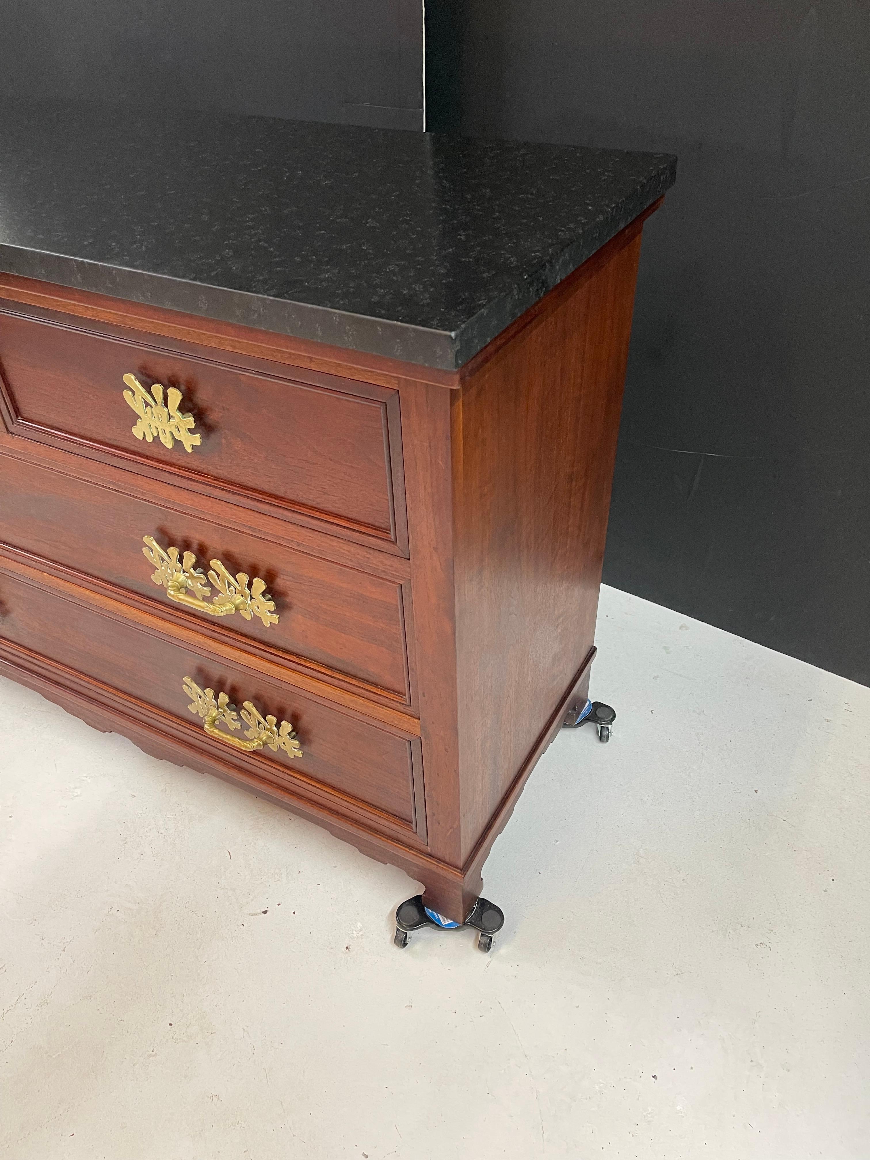 Marble Top Four Drawer Chest with Bronze Hardware For Sale 7