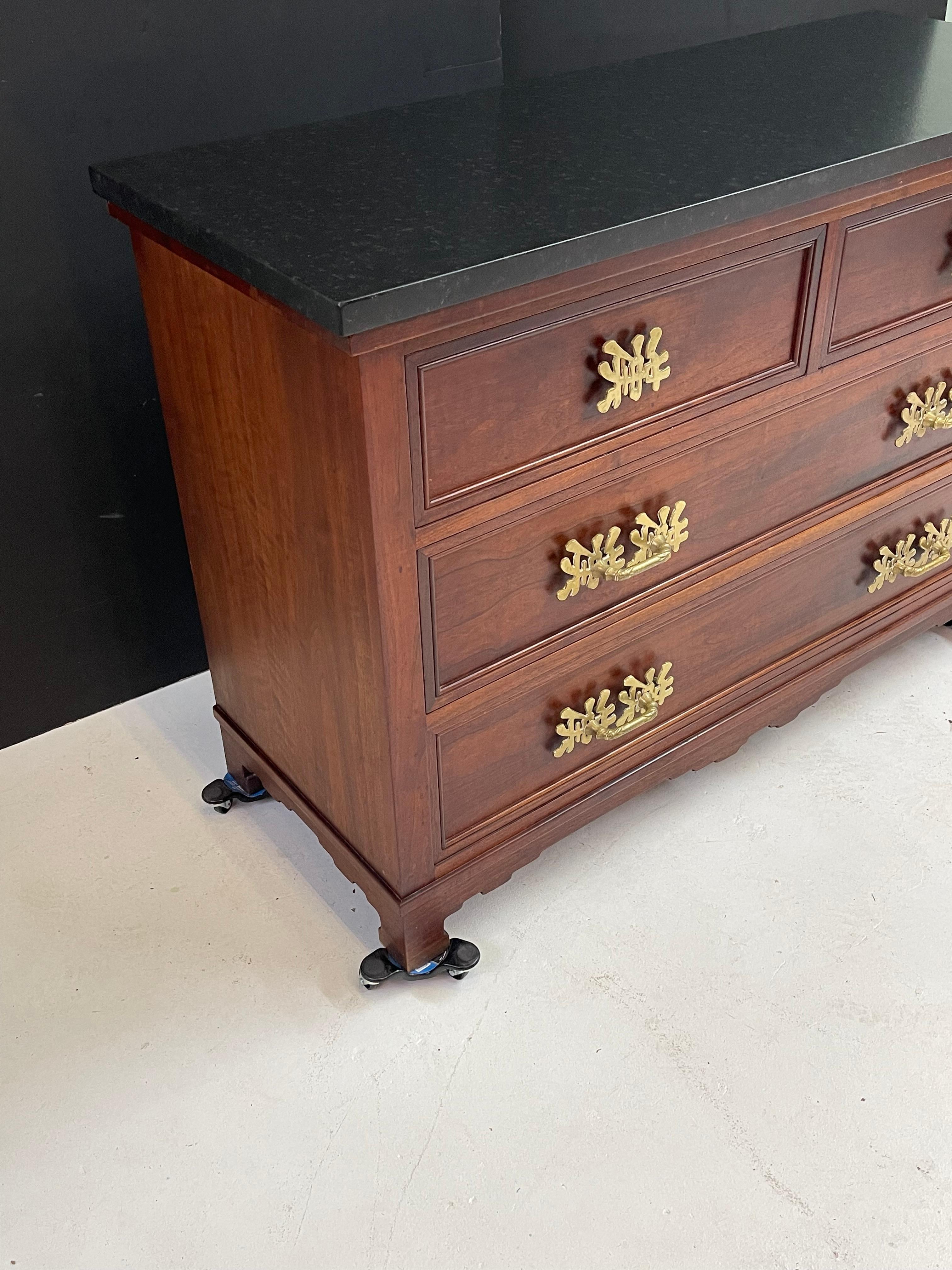 Marble Top Four Drawer Chest with Bronze Hardware For Sale 11