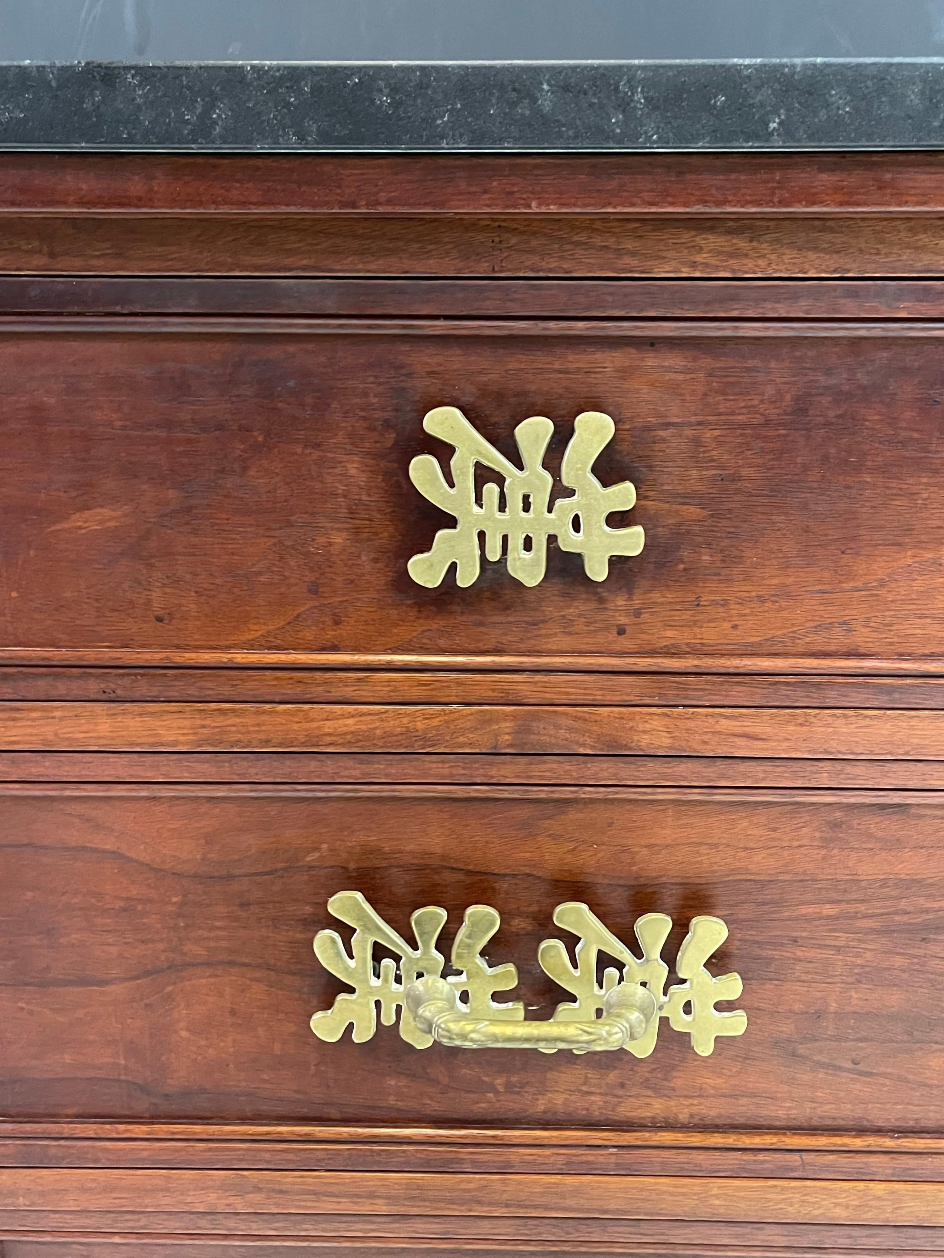 Marble Top Four Drawer Chest with Bronze Hardware For Sale 12