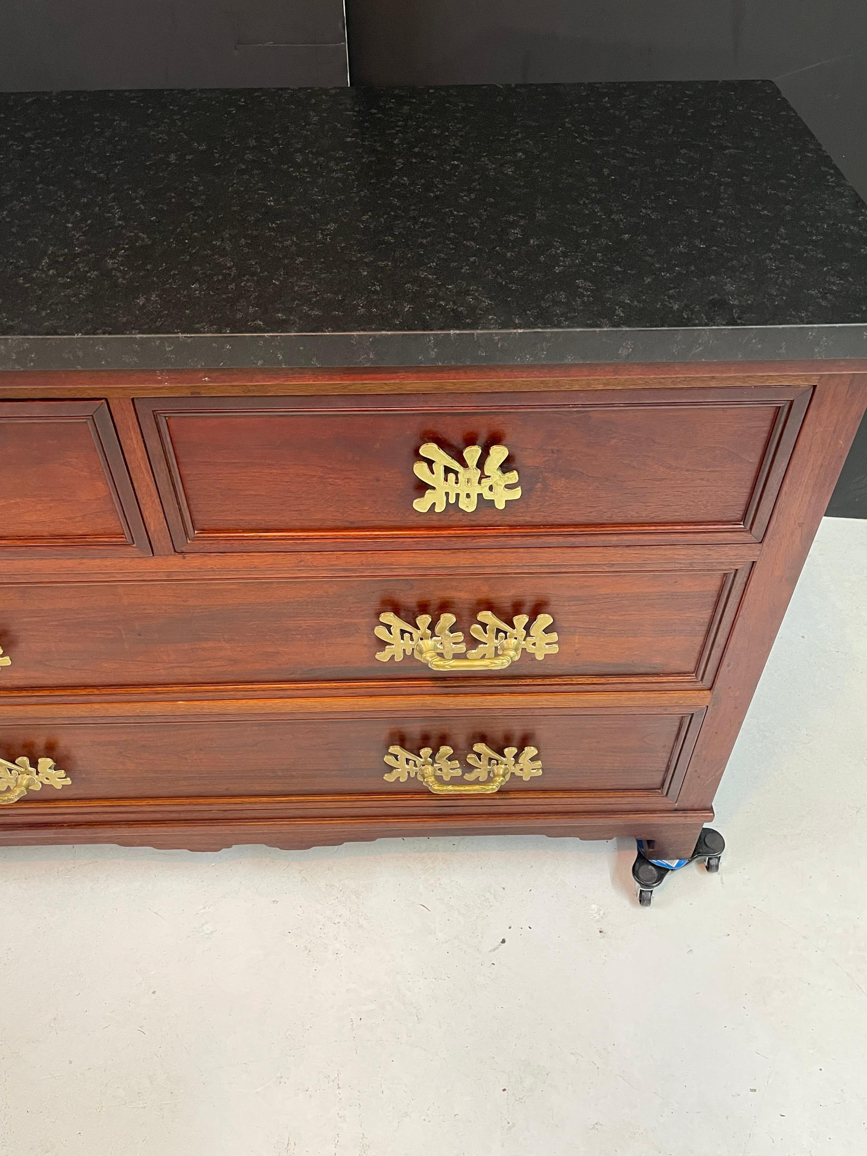 Marble Top Four Drawer Chest with Bronze Hardware For Sale 1