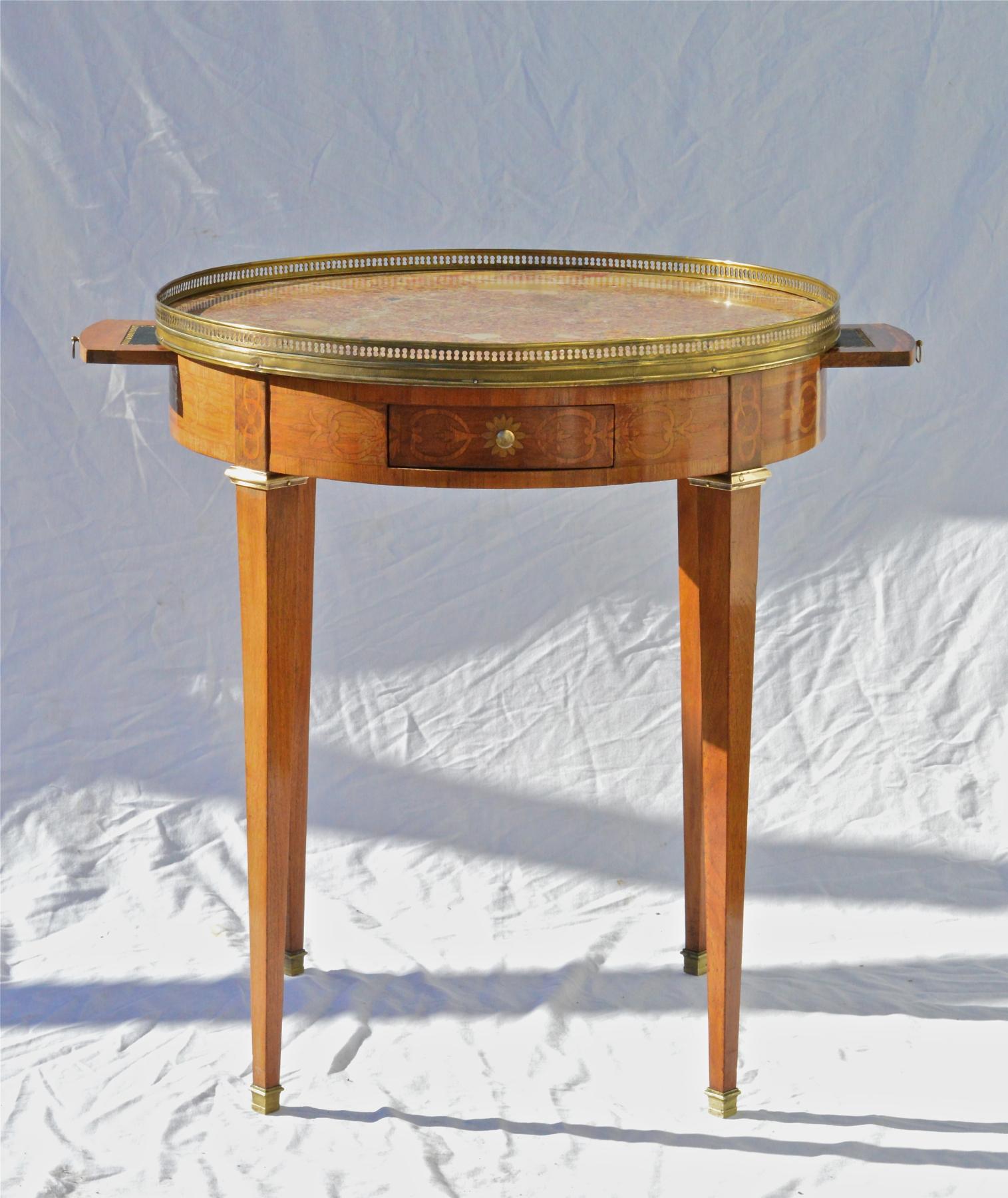 Louis XVI Marble Top French Bouillotte Table For Sale