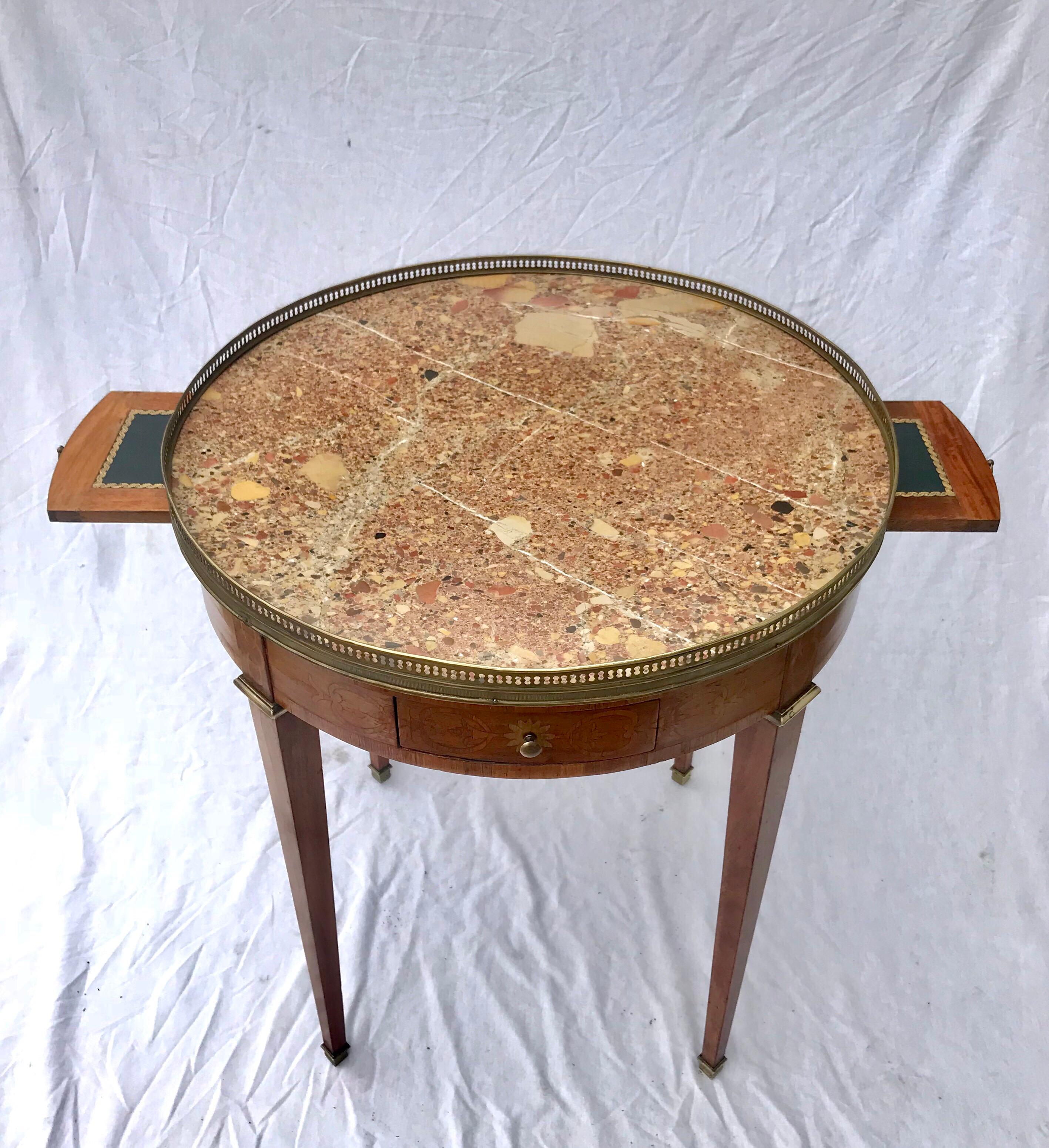 Mid-20th Century Marble Top French Bouillotte Table For Sale