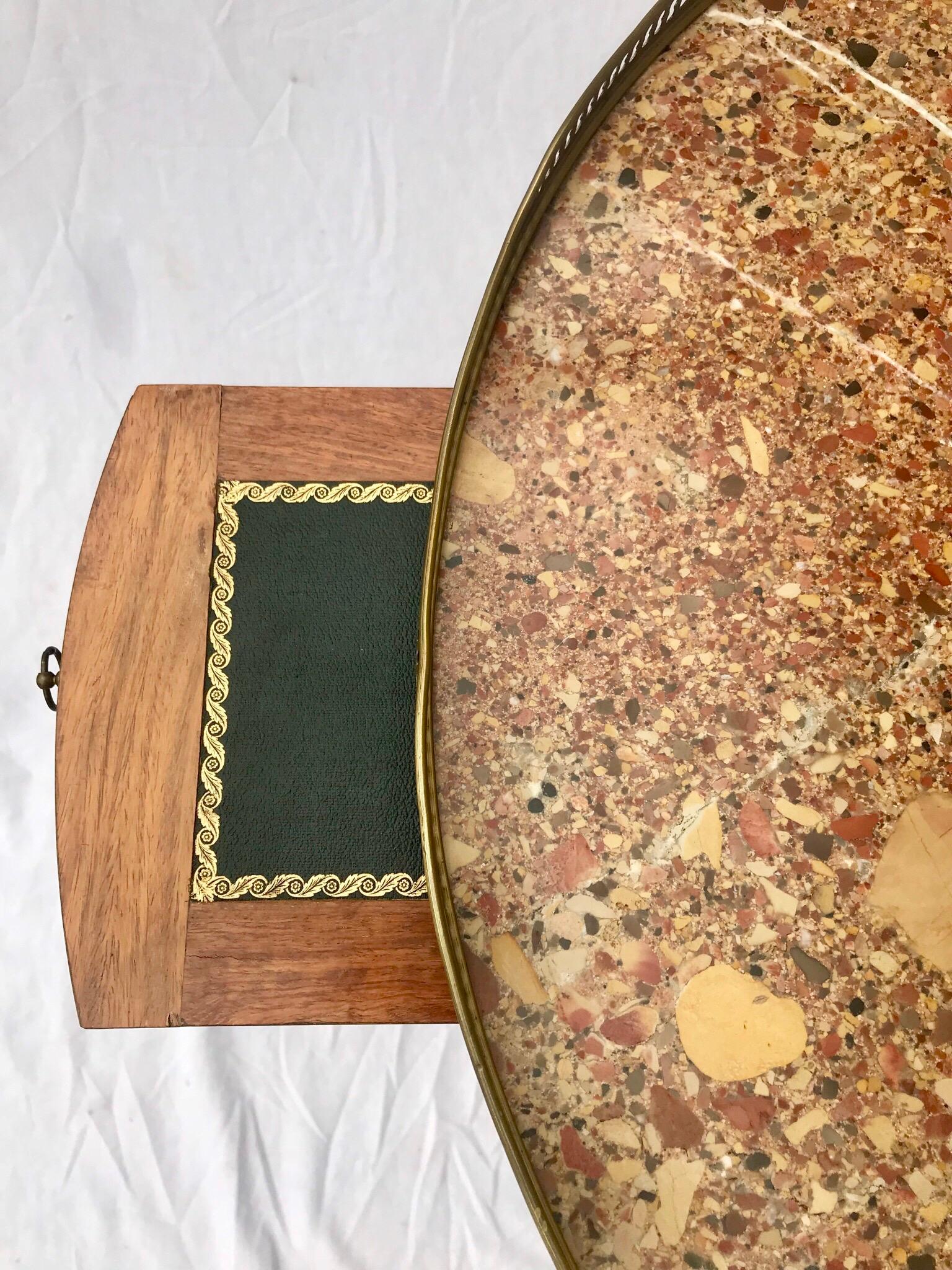 Marble Top French Bouillotte Table For Sale 1