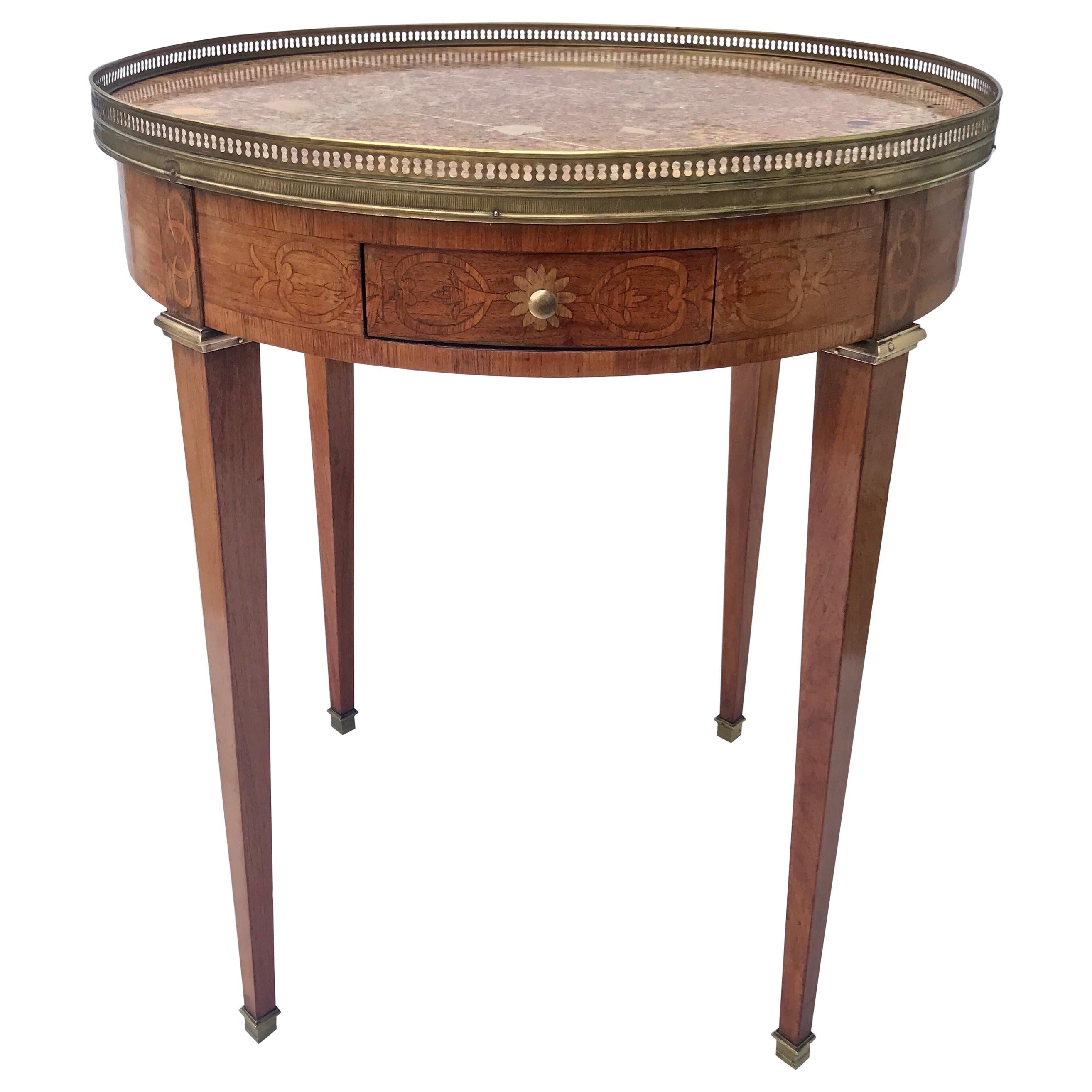 Marble Top French Bouillotte Table For Sale
