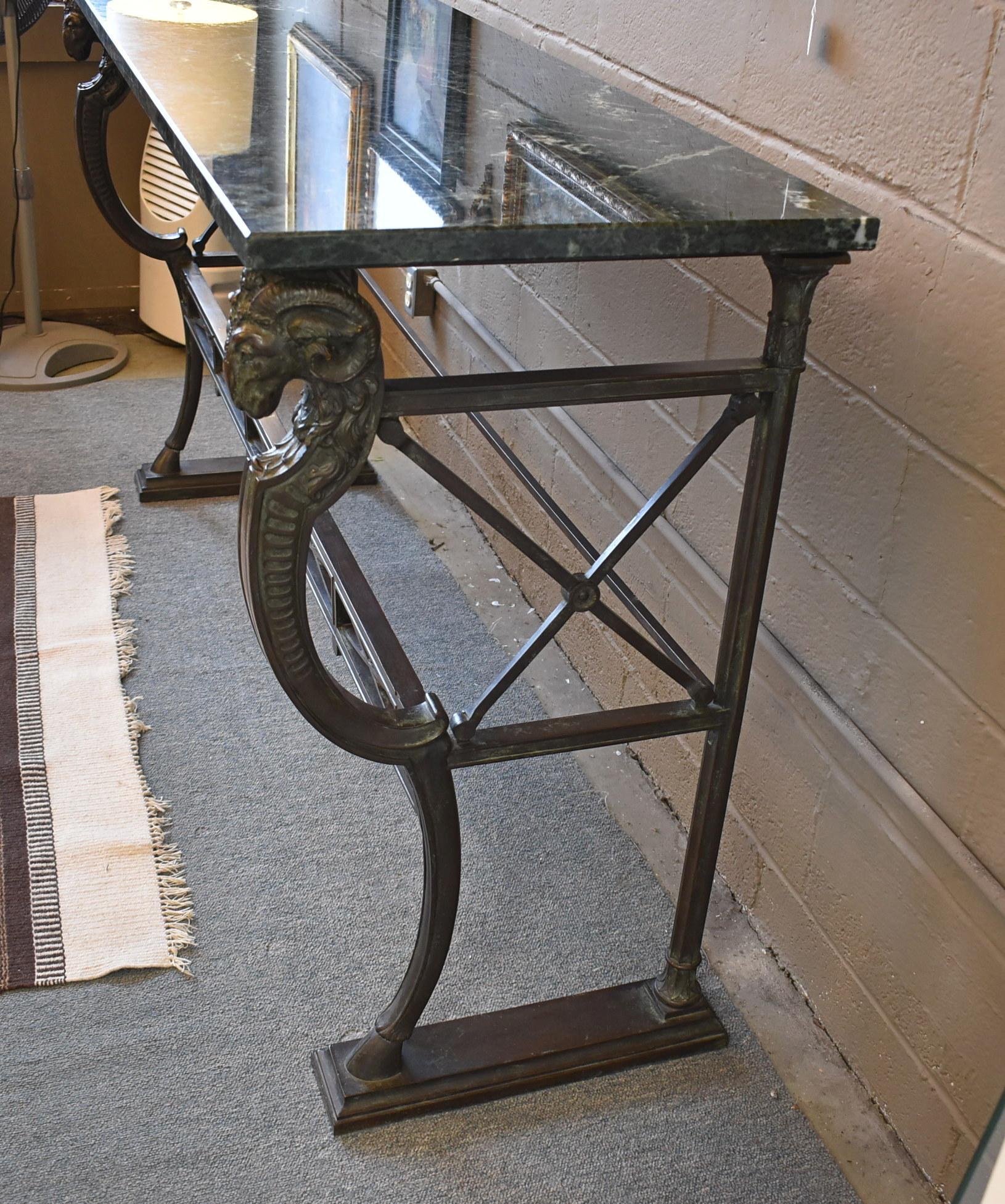 Marble Top French Bronze Console Server Table In Good Condition For Sale In Toledo, OH