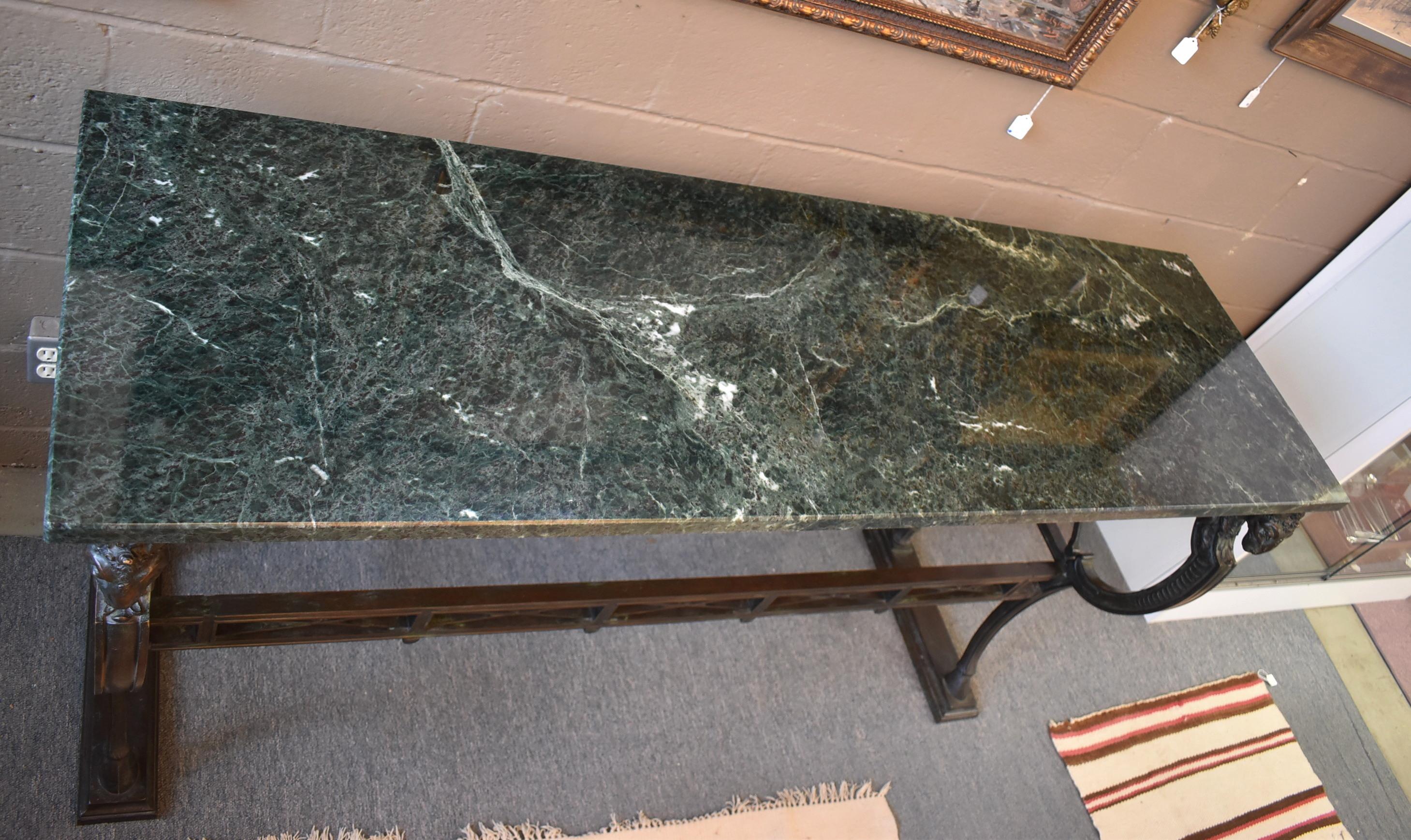 Marble Top French Bronze Console Server Table For Sale 2