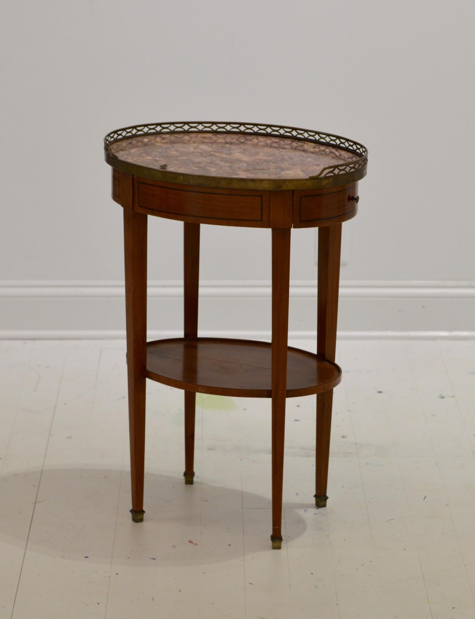 Hand-Crafted Marble Top French Directoire Style Side Table