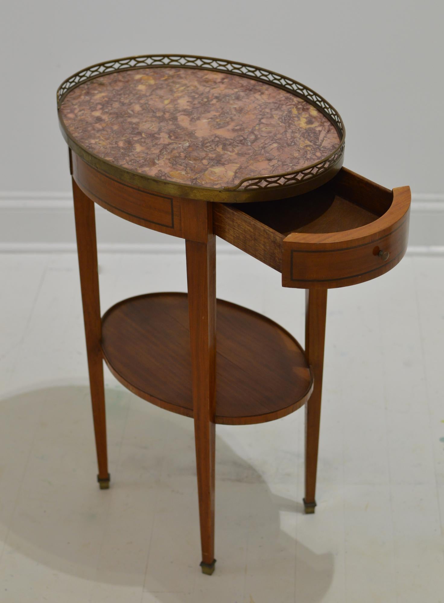 Marble Top French Directoire Style Side Table In Good Condition In Charlottesville, VA