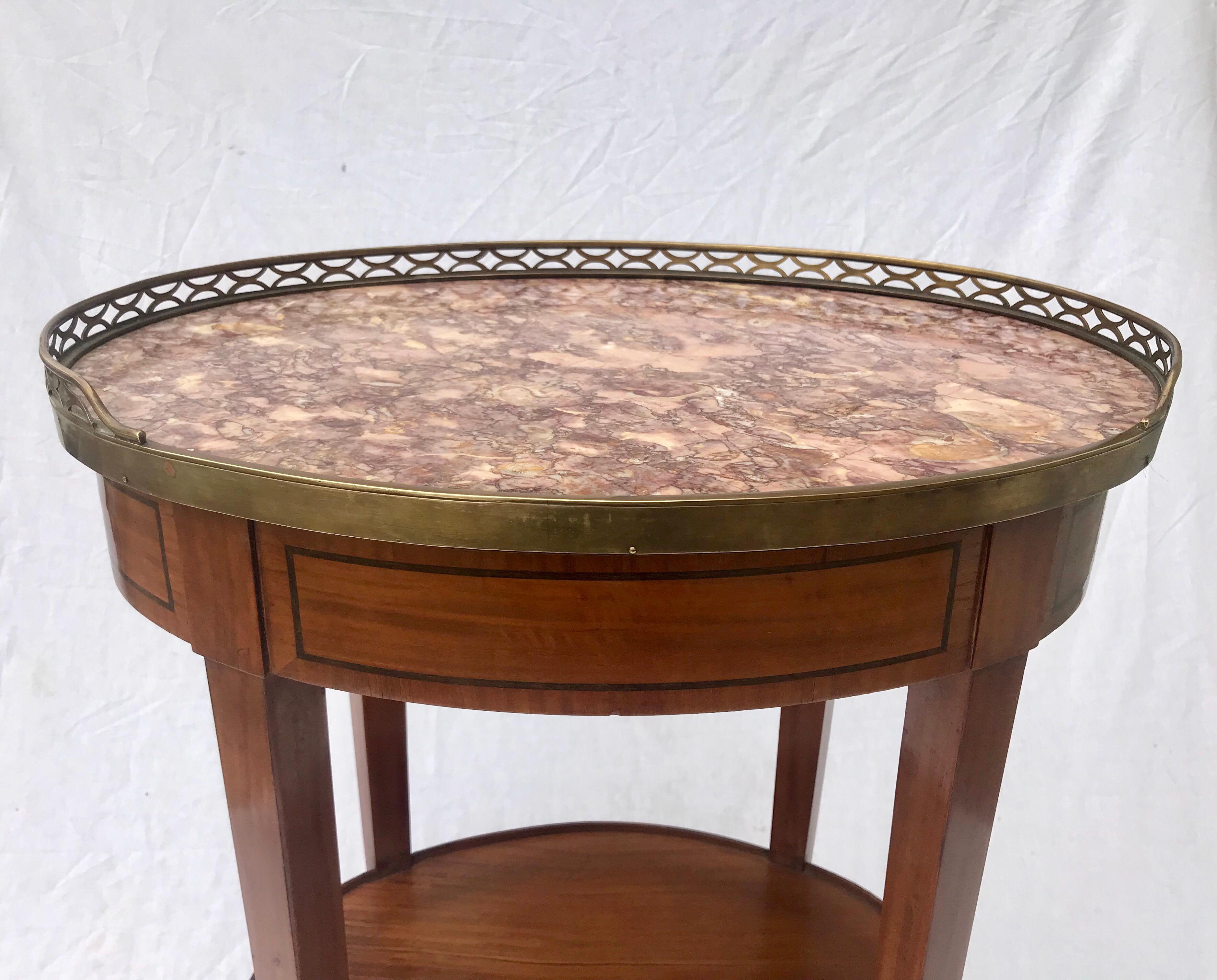Granite Marble Top French Directoire Style Side Table
