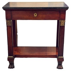 Console Empire en acajou français à plateau de marbre