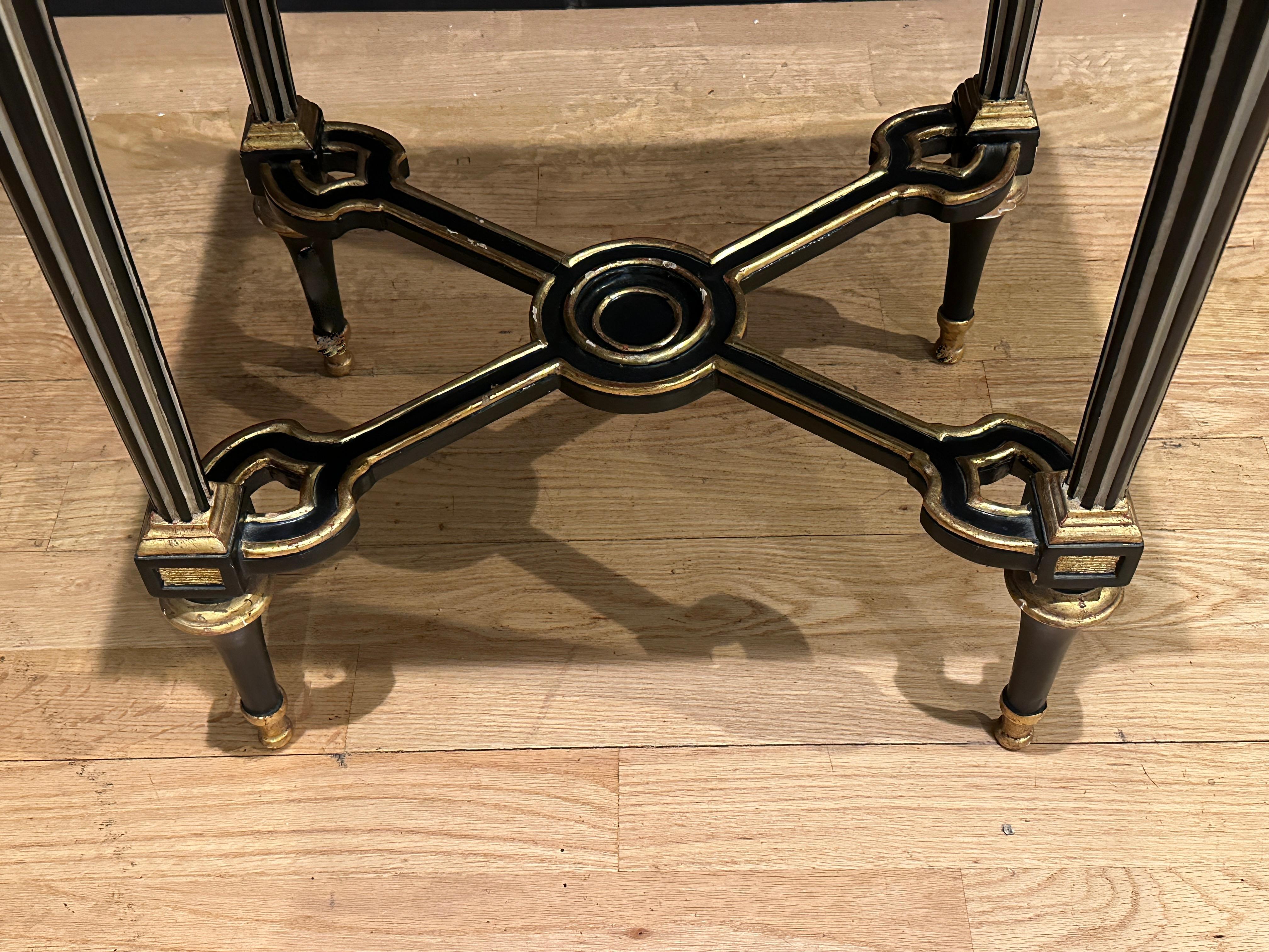 Marble Top Gilt And Ebonized Table For Sale 1