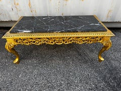 Marble Top Giltwood Queen Anne Style Coffee Table