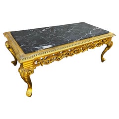 Marble Top Giltwood Queen Anne Style Coffee Table