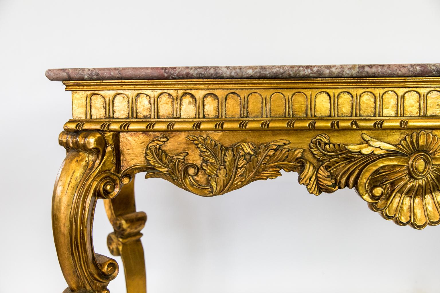 gold console table marble top