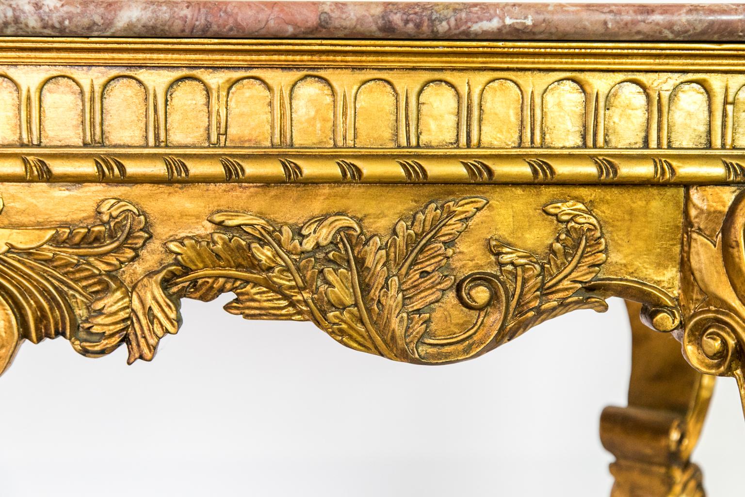 Late 20th Century Marble-Top Gold Console Table