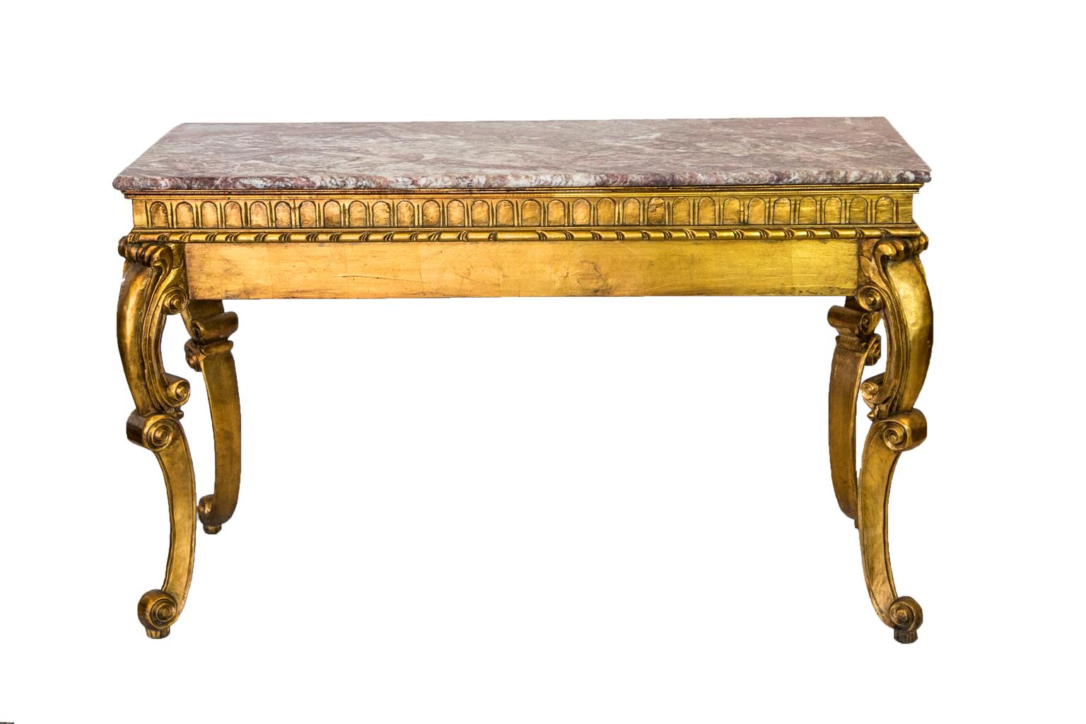Marble-Top Gold Console Table 1