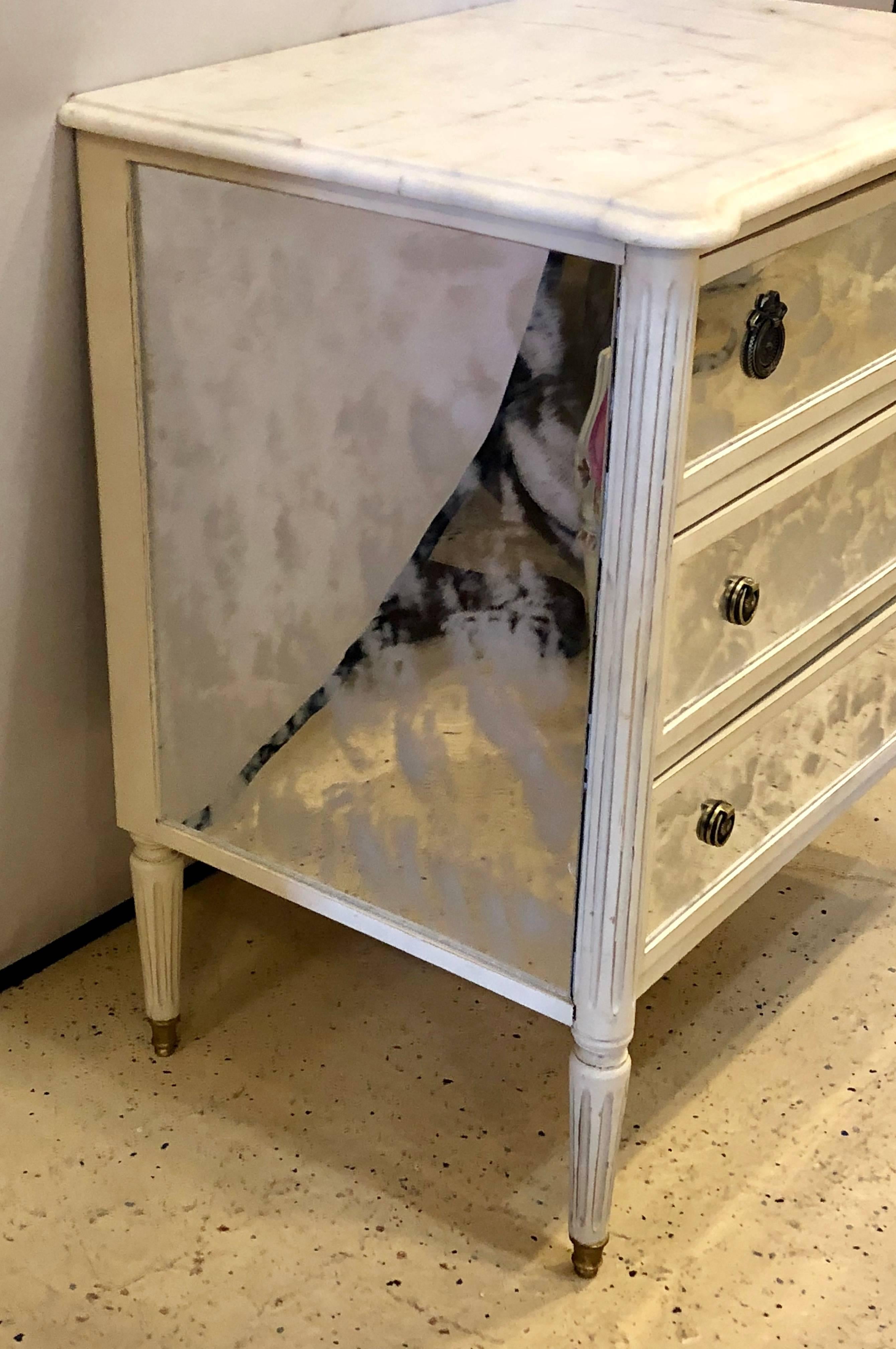 Marble-Top Hollywood Regency Decorated Commode Nightstand in Manner of Jansen 7