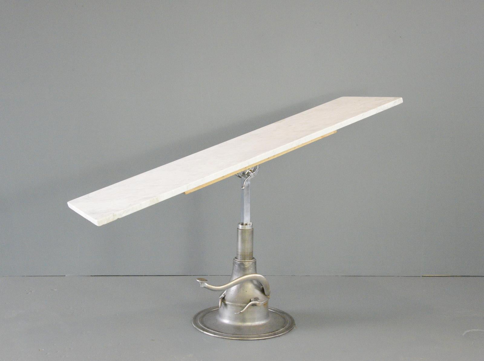 Steel Marble Top Hydraulic Examination Table Circa 1930s