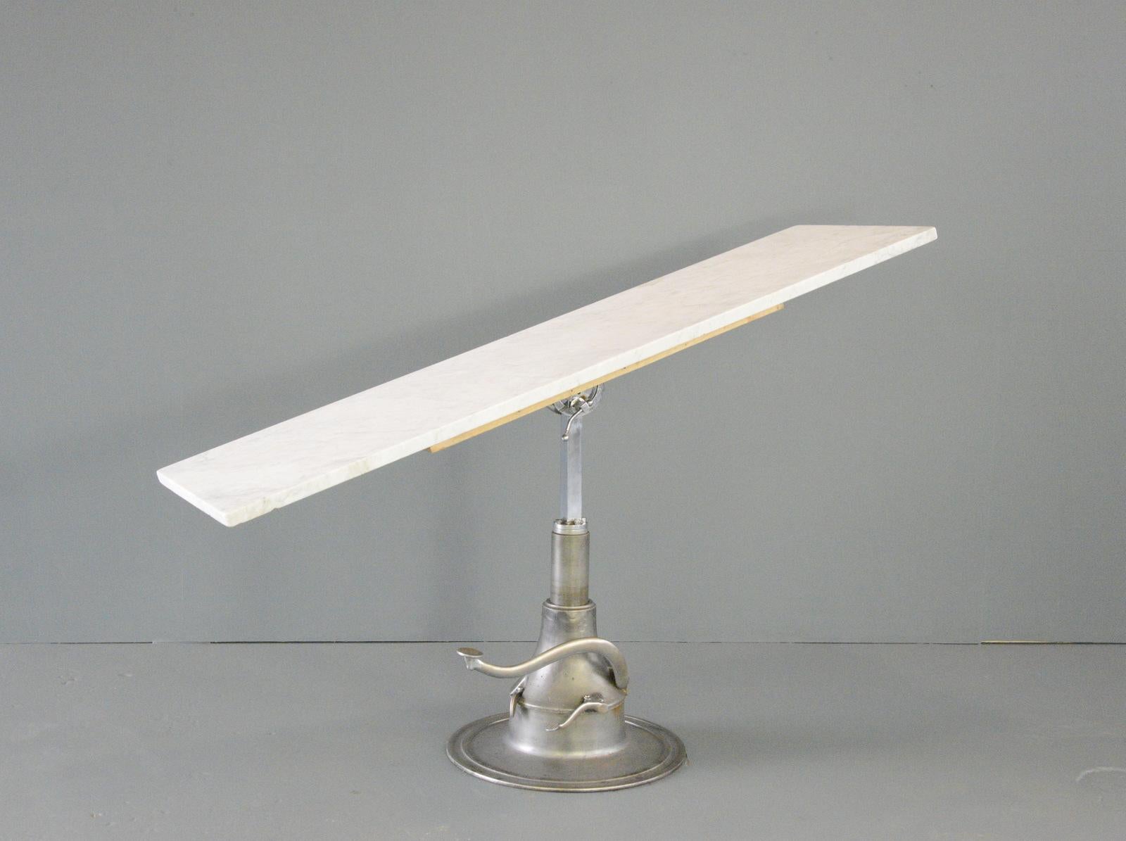 Steel Marble Top Hydraulic Examination Table Circa 1930s For Sale