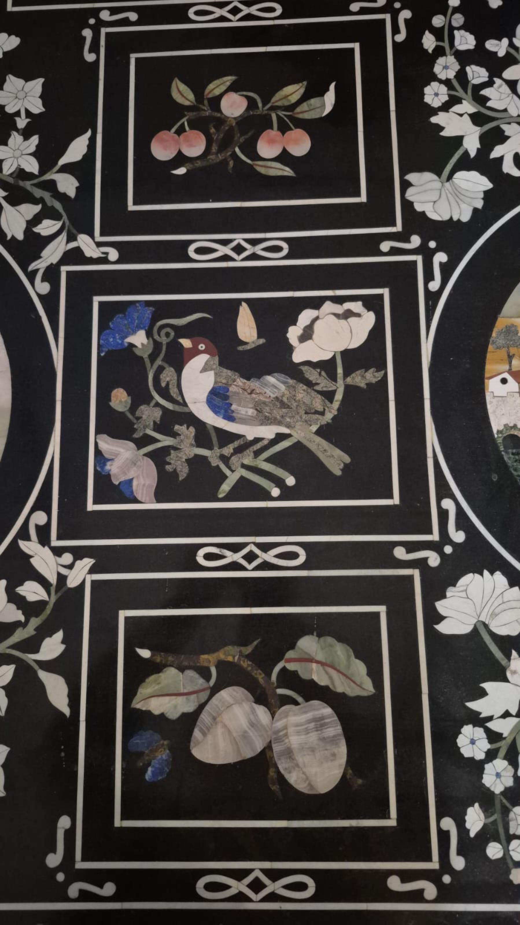 Italian Marble top inlaid with semiprecious stones For Sale