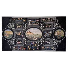 Marble top inlaid with semiprecious stones