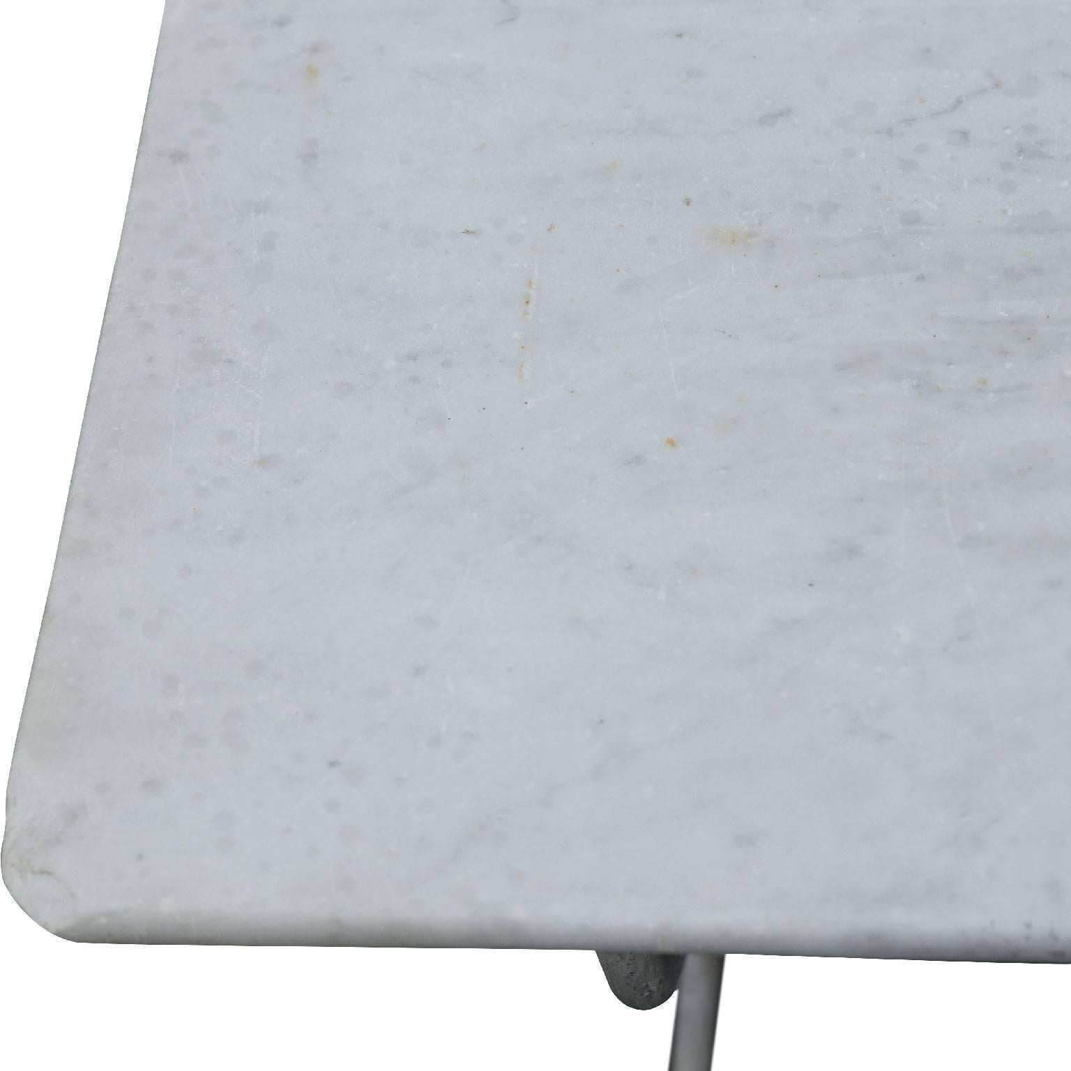 Neoclassical Marble-Top Iron Garden Table