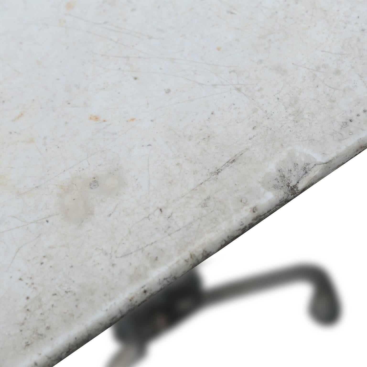 French Marble-Top Iron Garden Table