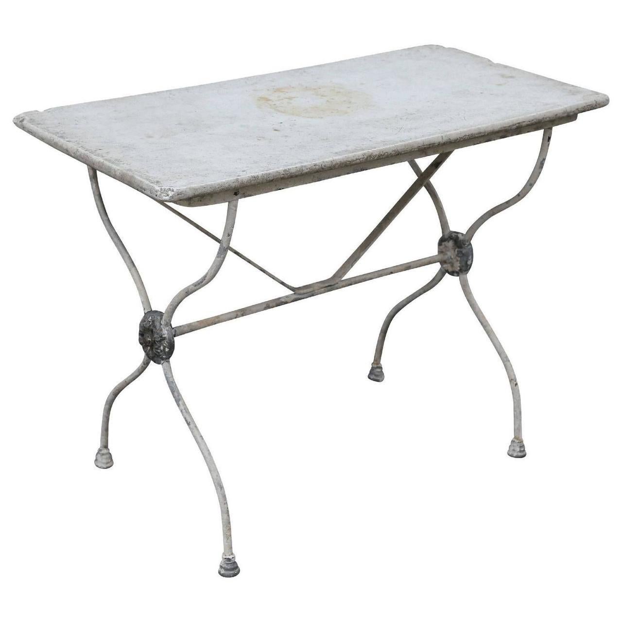 Carrara Marble Marble-Top Iron Garden Table