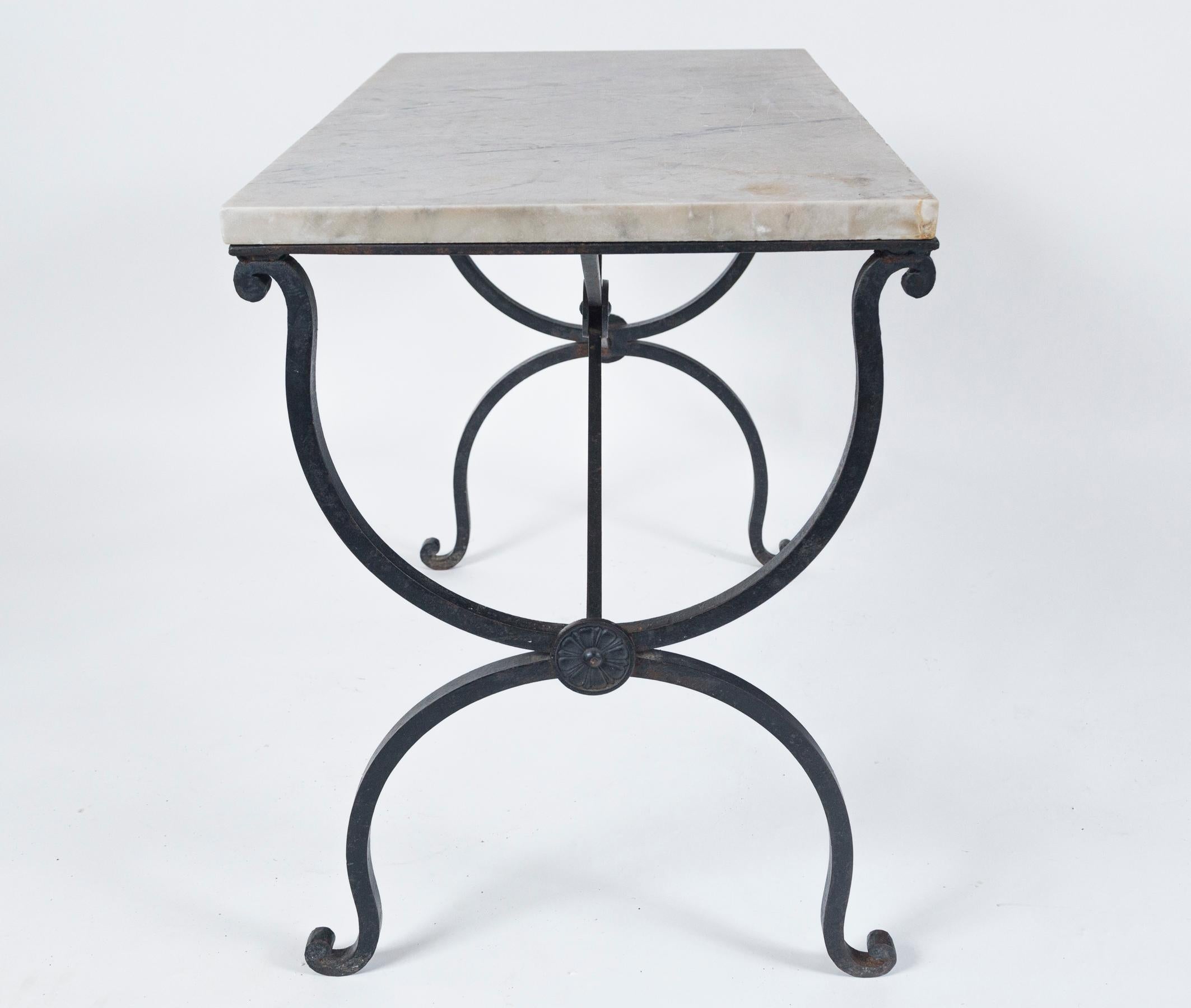 Marble Top Iron Table, France, Early 20th Century 5