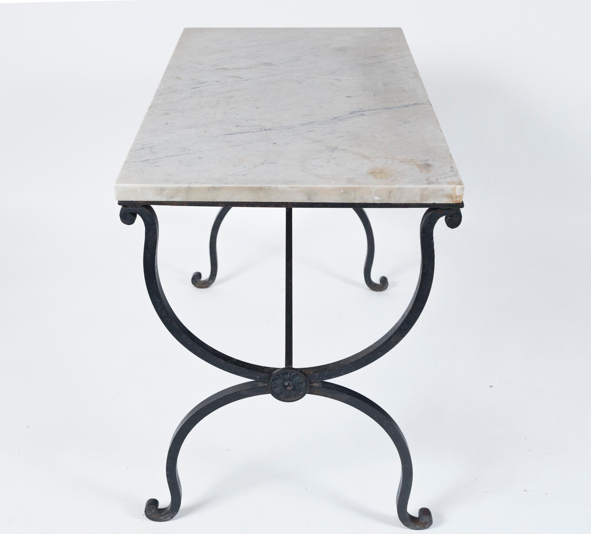 Marble Top Iron Table, France, Early 20th Century 4