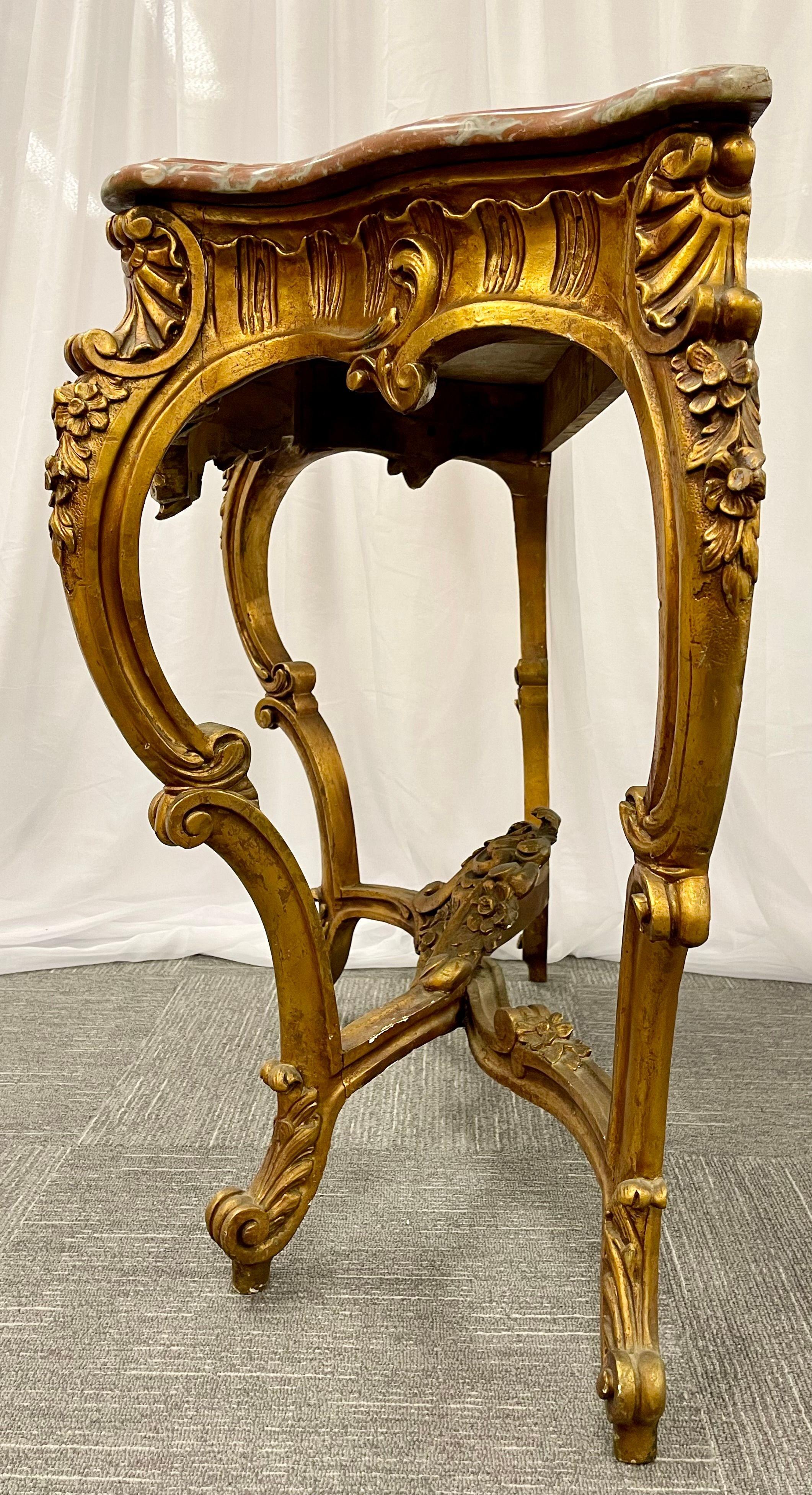 Marble-Top Louis XV Style Console Table by Jansen Exquisite Carved Details 1920s For Sale 7