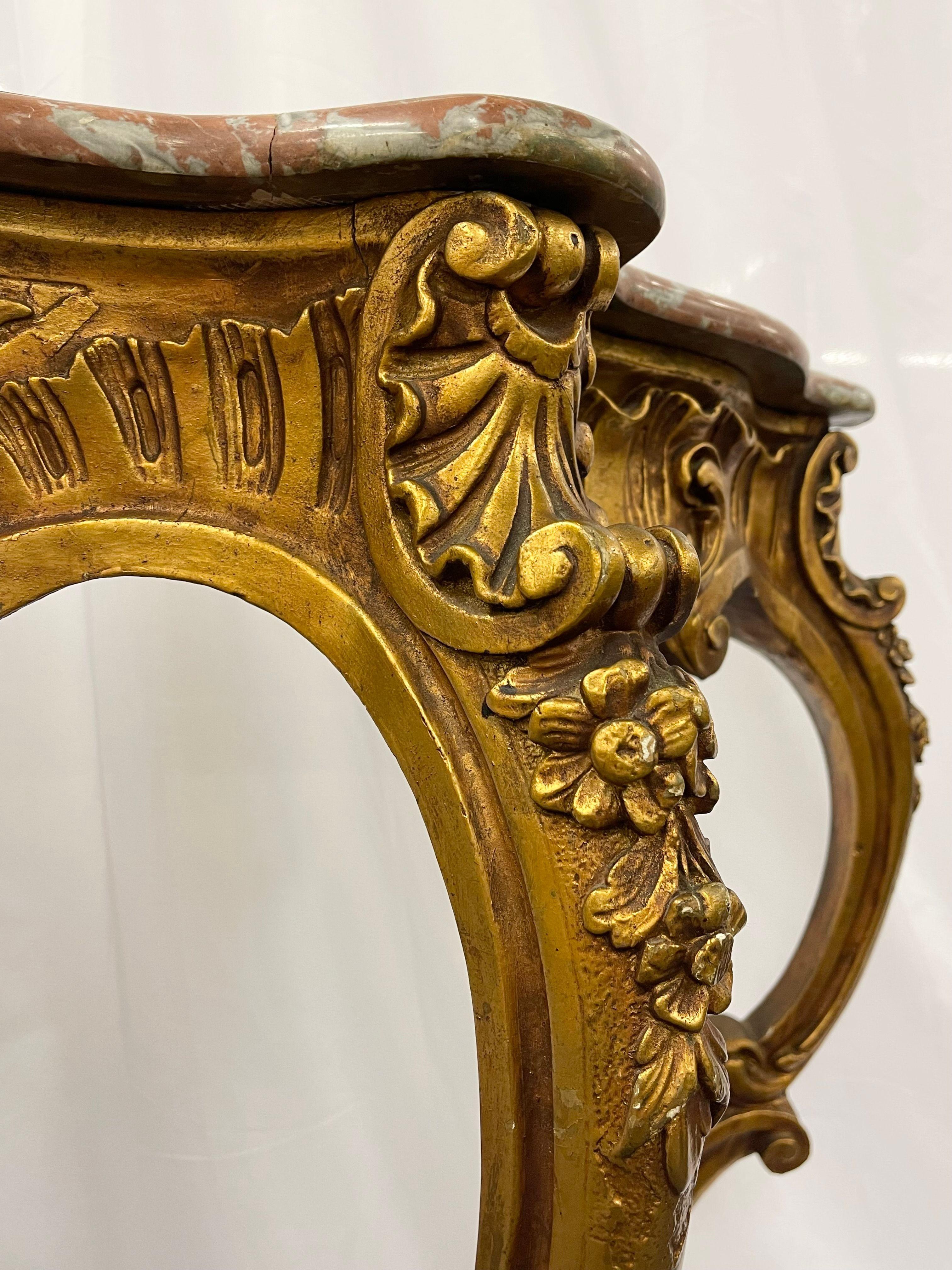 Marble-Top Louis XV Style Console Table by Jansen Exquisite Carved Details 1920s For Sale 8