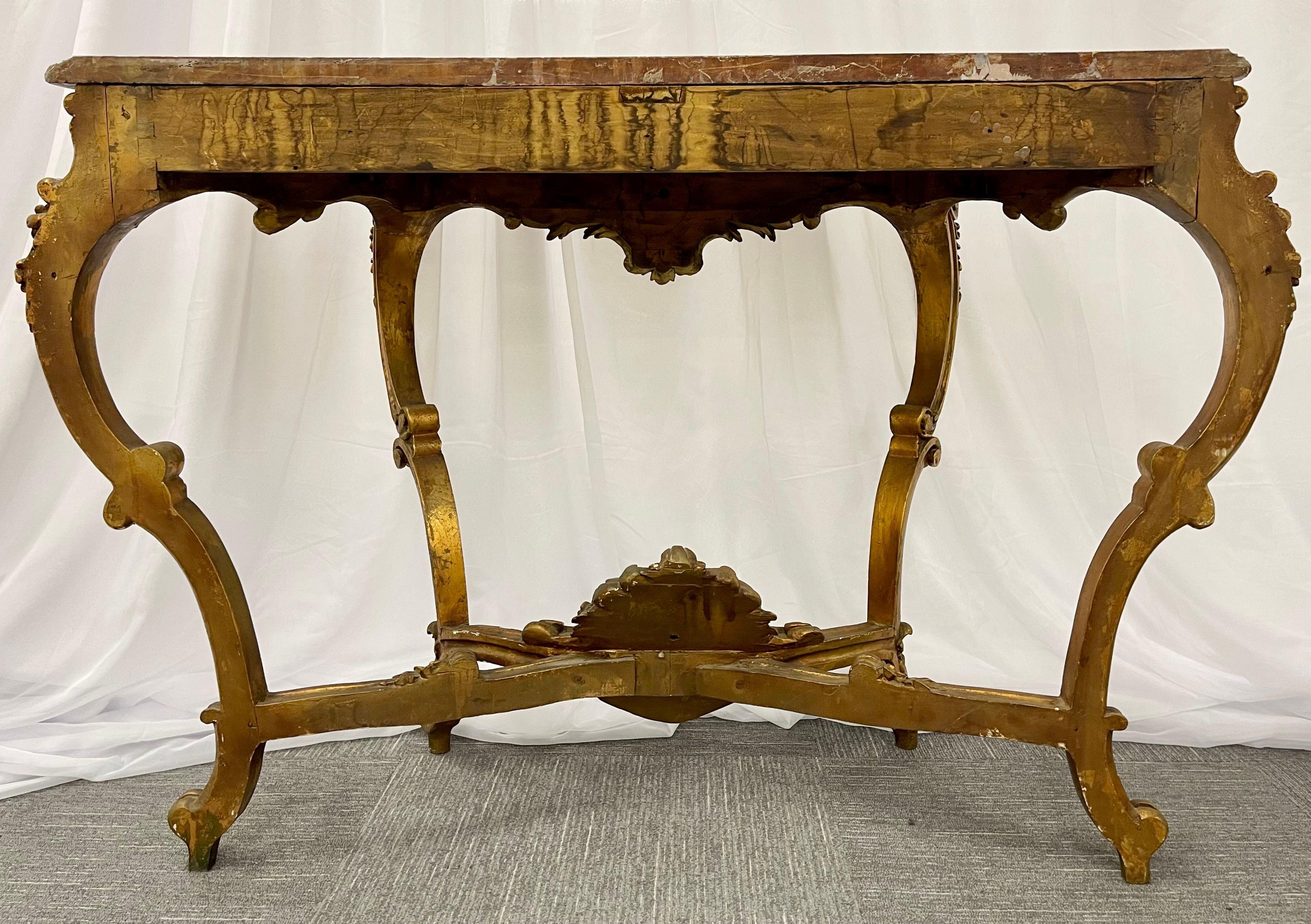 Marble-Top Louis XV Style Console Table by Jansen Exquisite Carved Details 1920s For Sale 11
