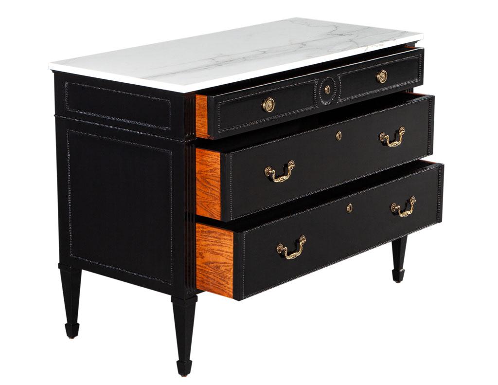 American Marble Top Louis XVI Style Commode Chest For Sale