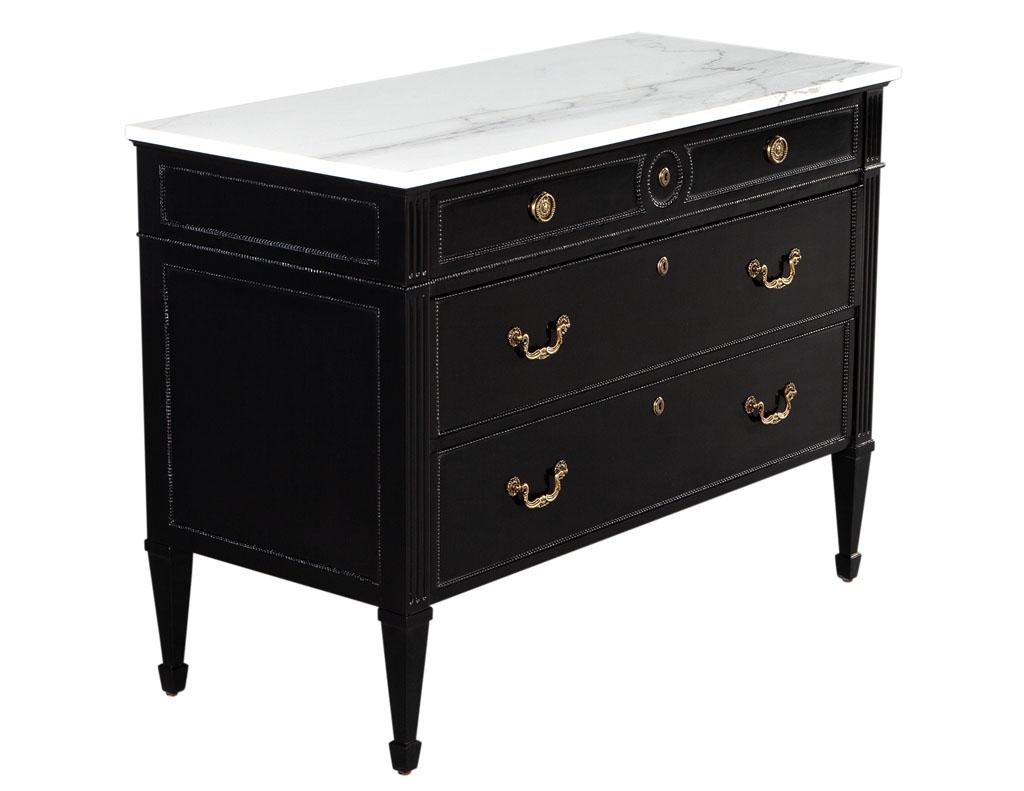 Marble Top Louis XVI Style Commode Chest In Excellent Condition For Sale In North York, ON