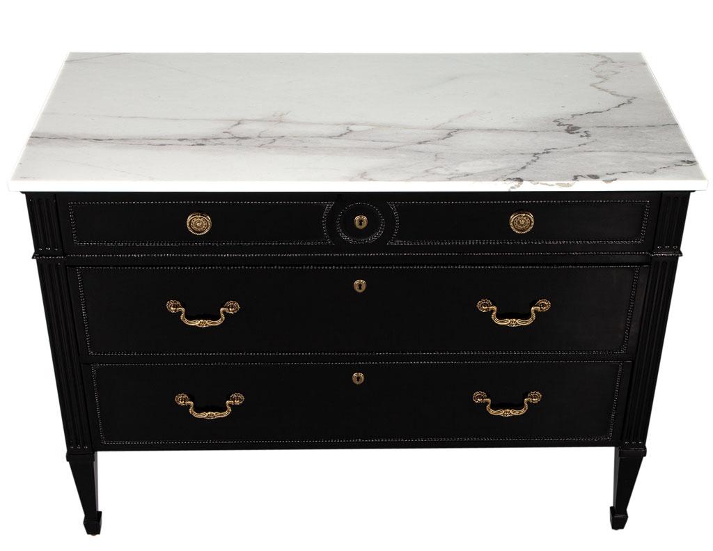 Mahogany Marble Top Louis XVI Style Commode Chest For Sale