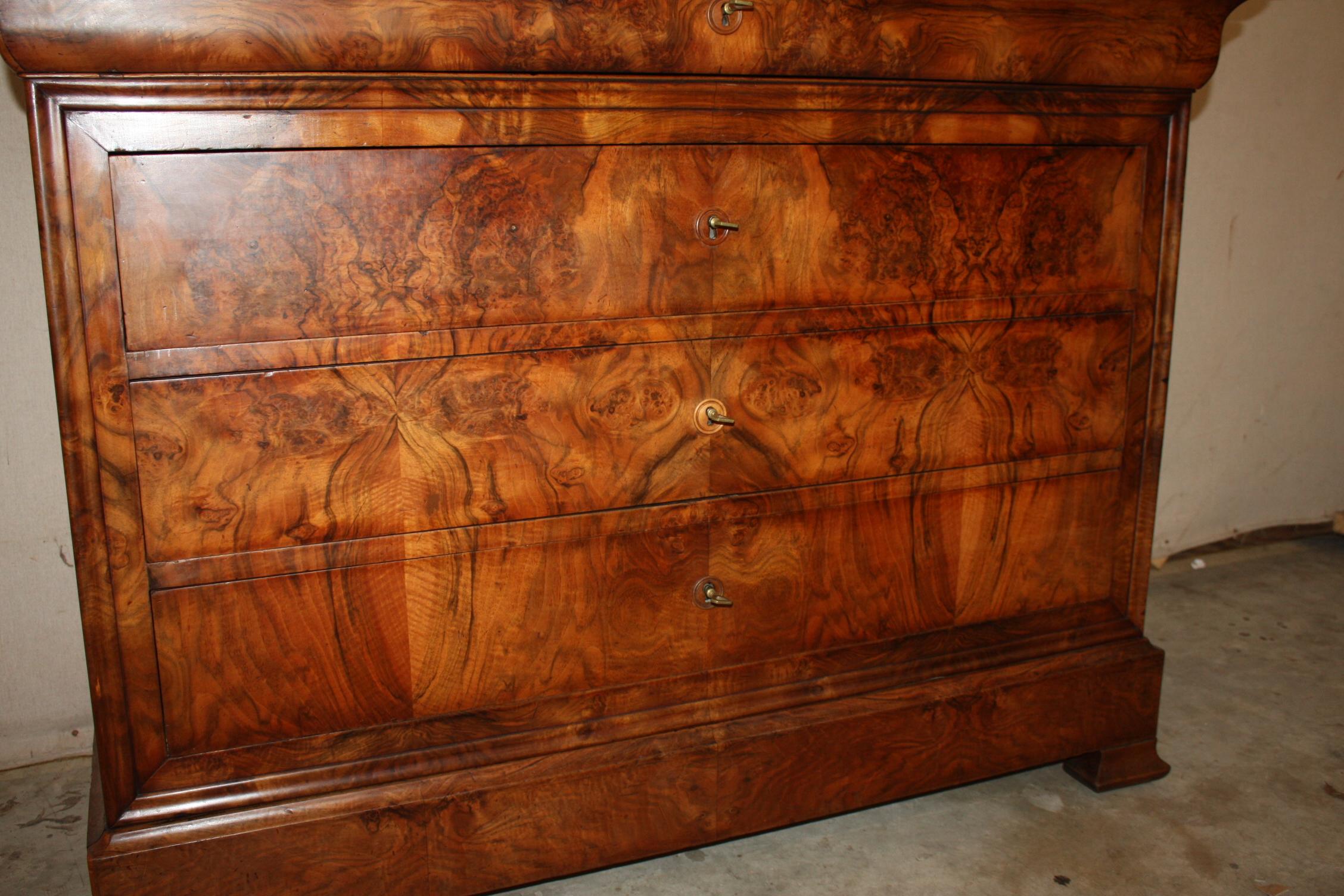 French Marble-Top Louise Philippe Walnut Commode