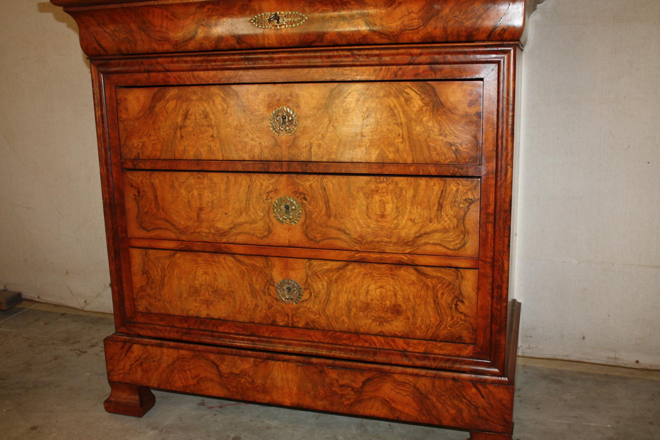 Marble-Top Louise Philippe Walnut Commode In Good Condition In Fairhope, AL