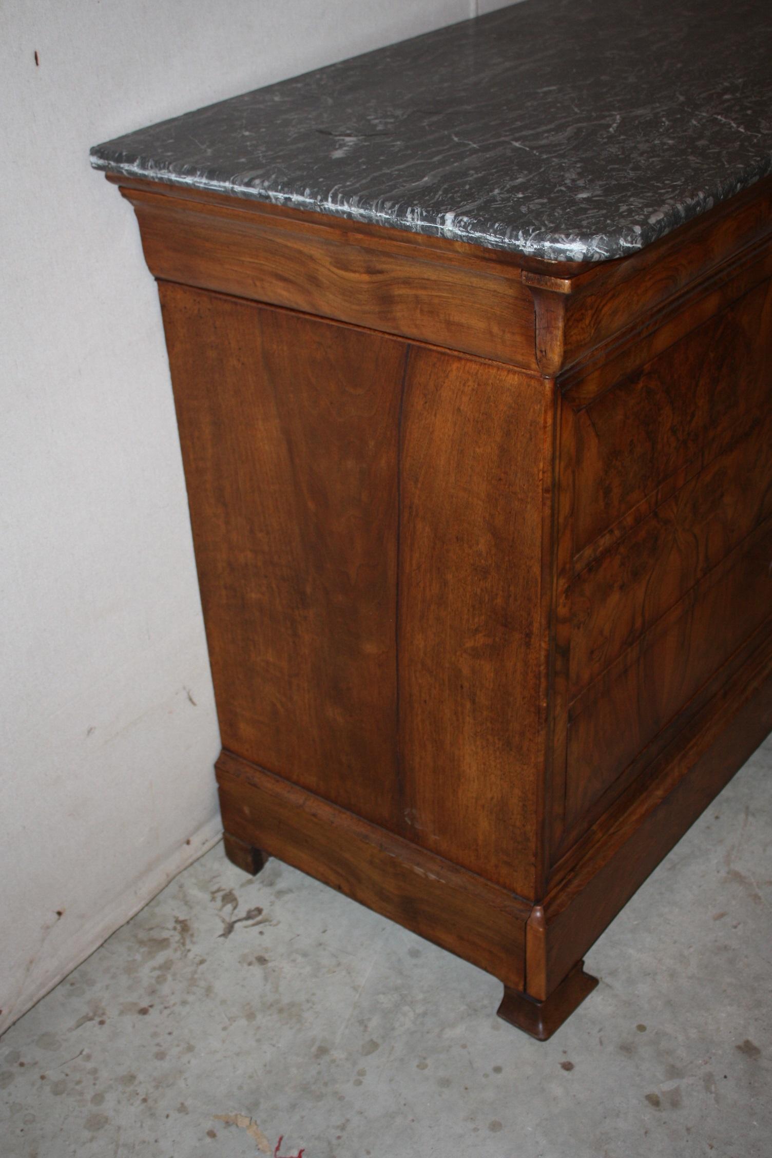 19th Century Marble-Top Louise Philippe Walnut Commode