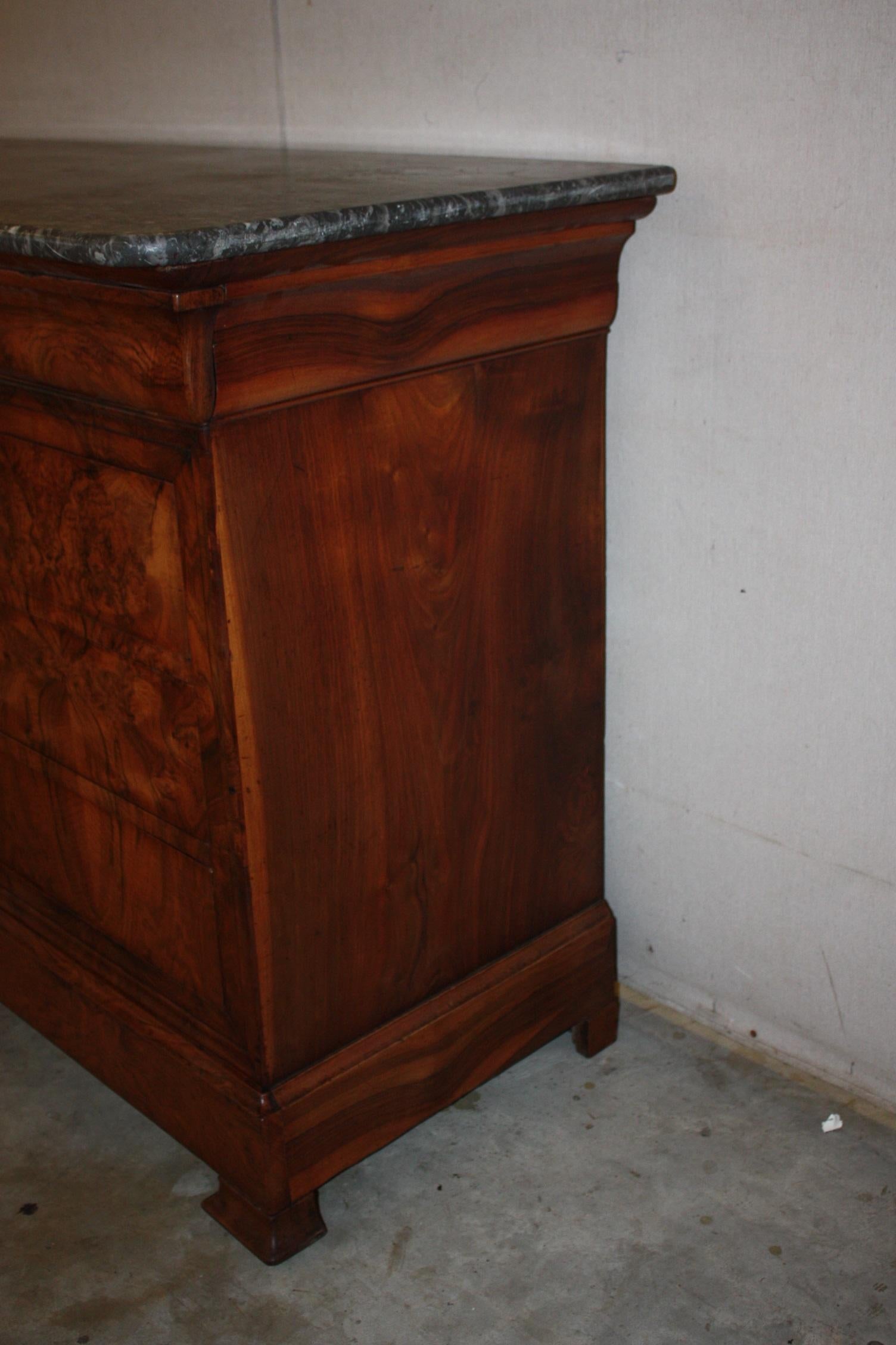 Marble-Top Louise Philippe Walnut Commode 1