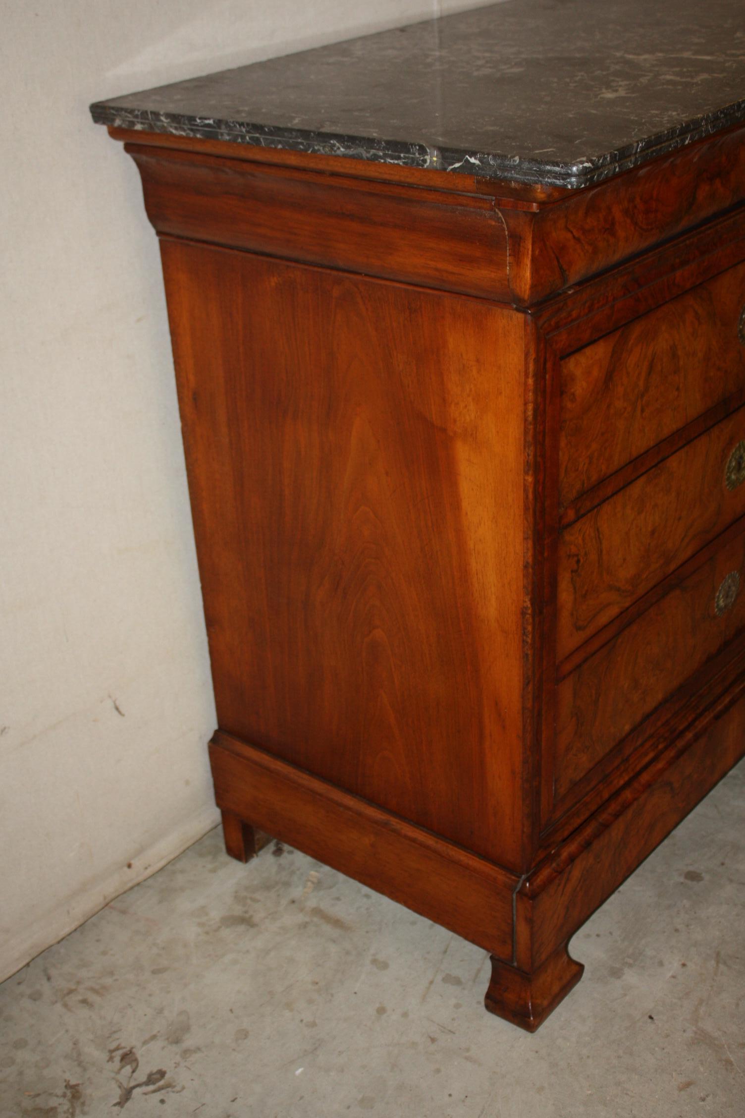 Marble-Top Louise Philippe Walnut Commode 3