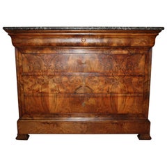 Marble-Top Louise Philippe Walnut Commode