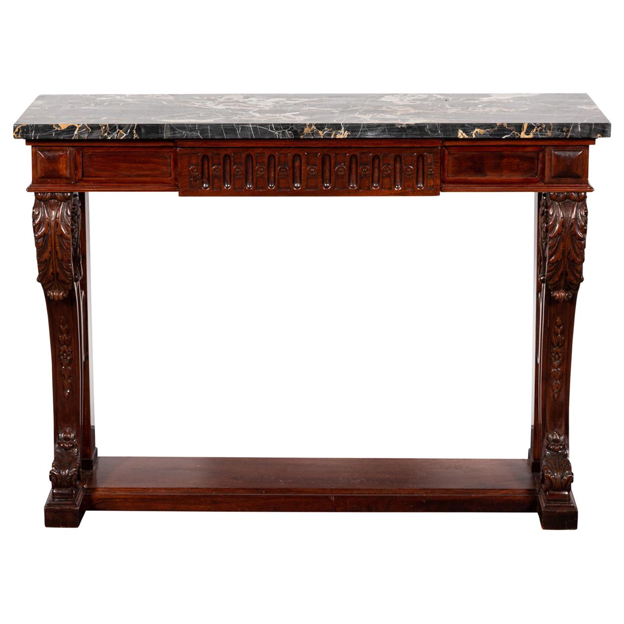 MarbleTop Mahogany Console Table at 1stDibs